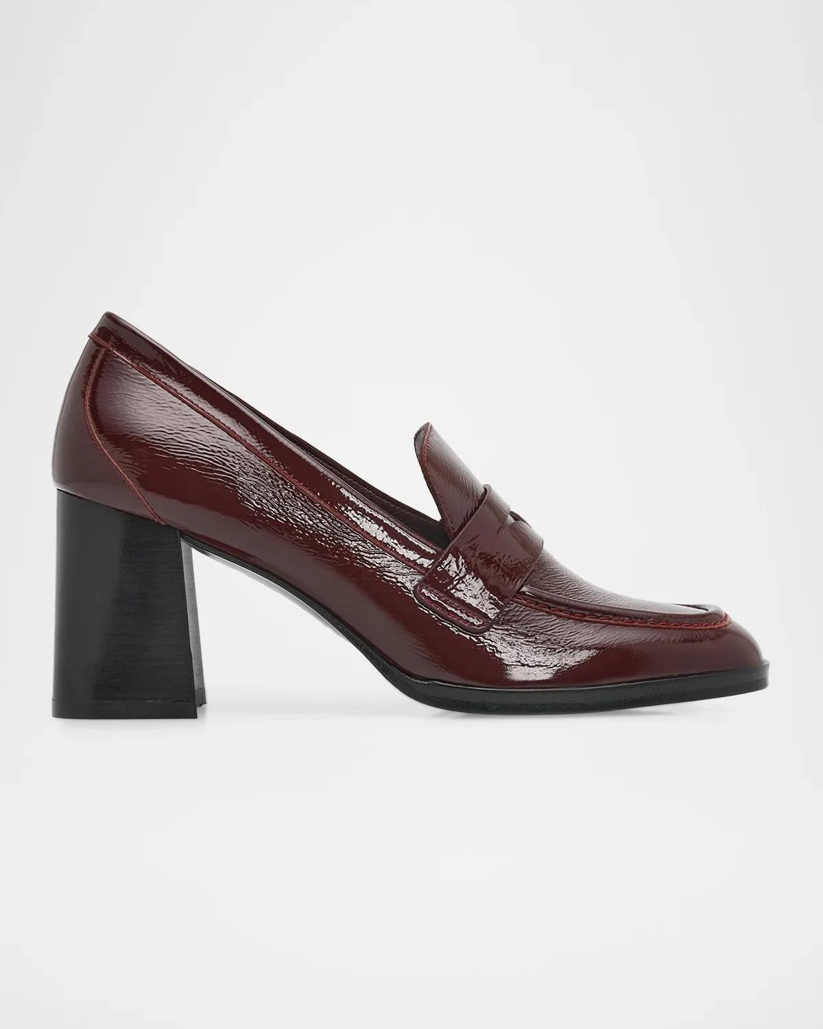 70mm Vera Crinkled Patent Leather Penny Loafer Pumps - 1