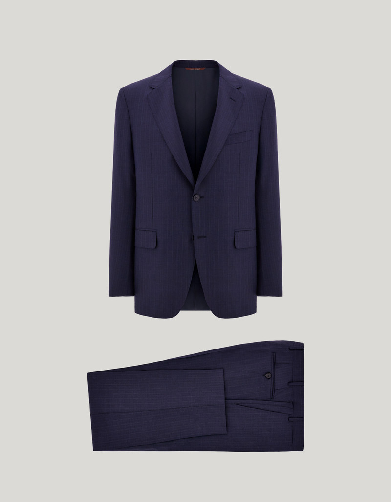 LIGHT BLUE DENIM-EFFECT WOOL REGULAR-FIT SUIT 55