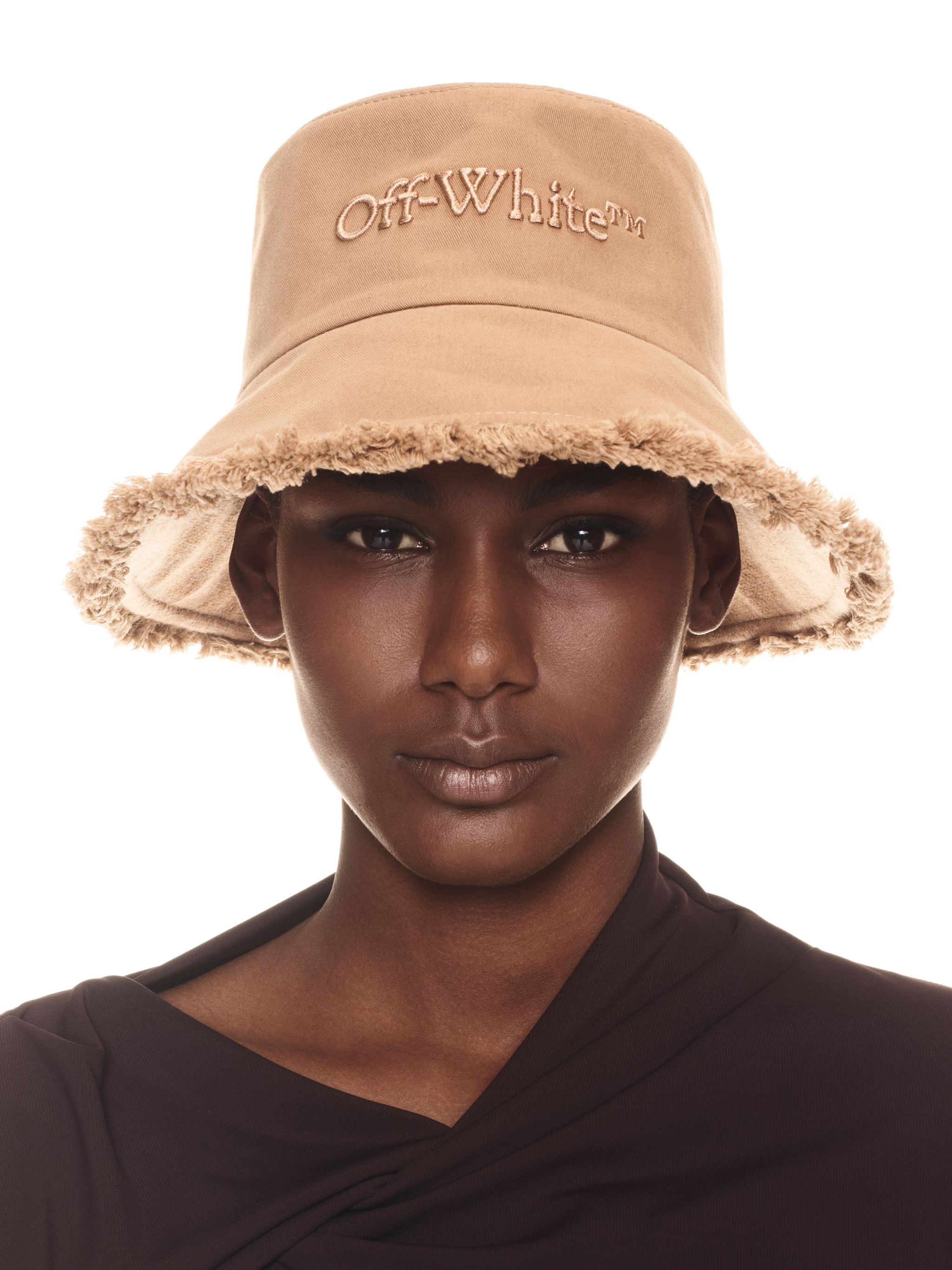 Drill Fringe Over Bucket Hat Beige Beig - 4