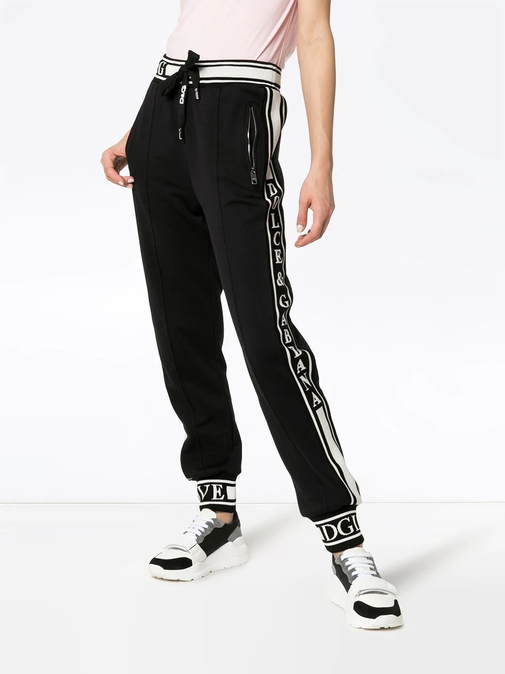 logo stripe cotton track pants - 3