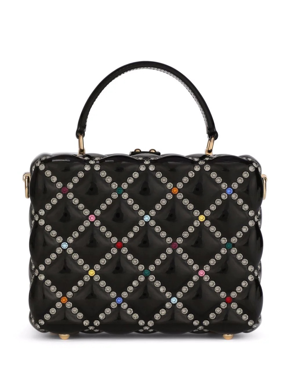 crystal-embellished diamond-quilted top-handle bag - 3