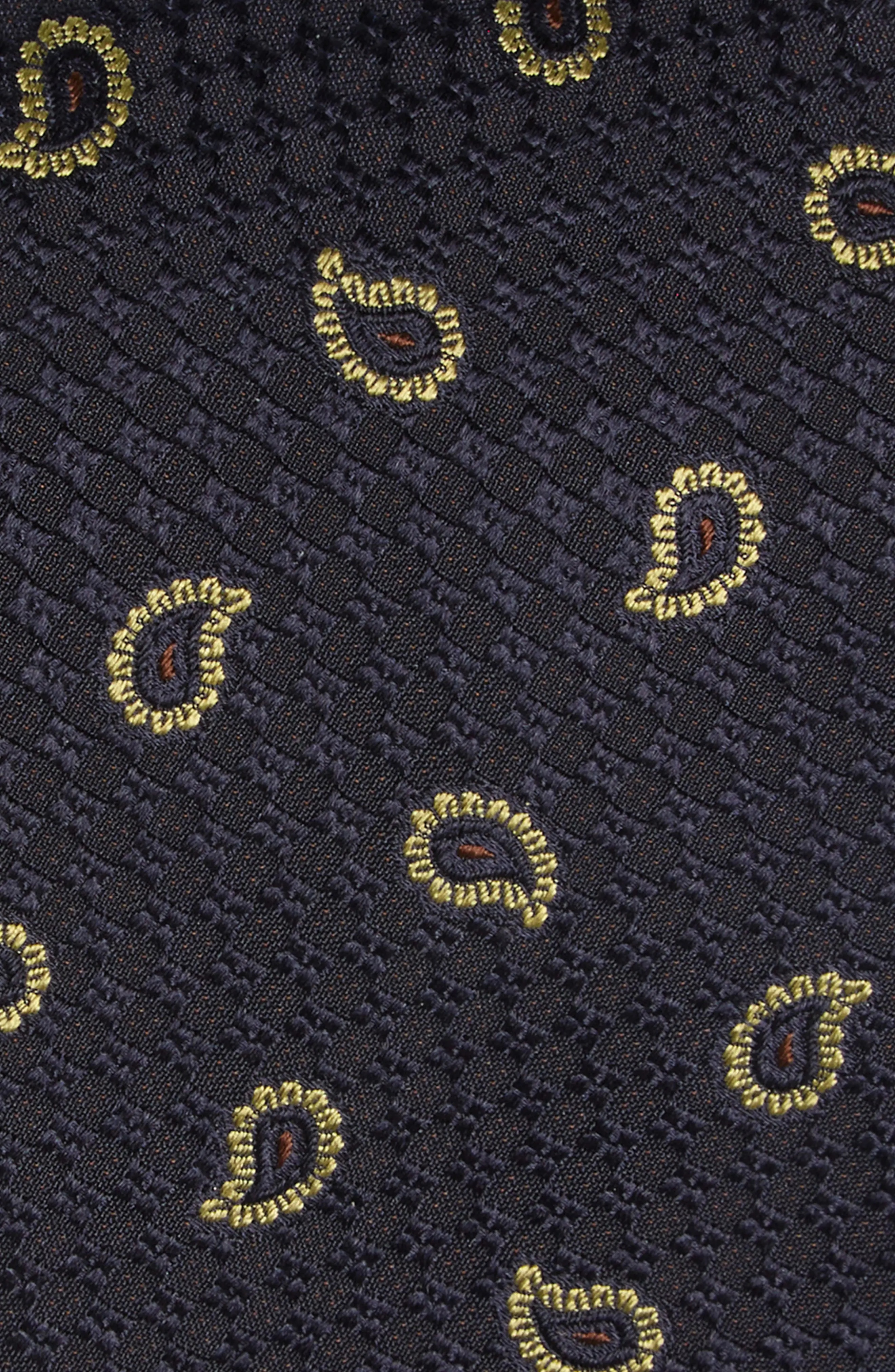 Paisley Silk Jacquard Tie in Midnight Blue/Lemon - 2