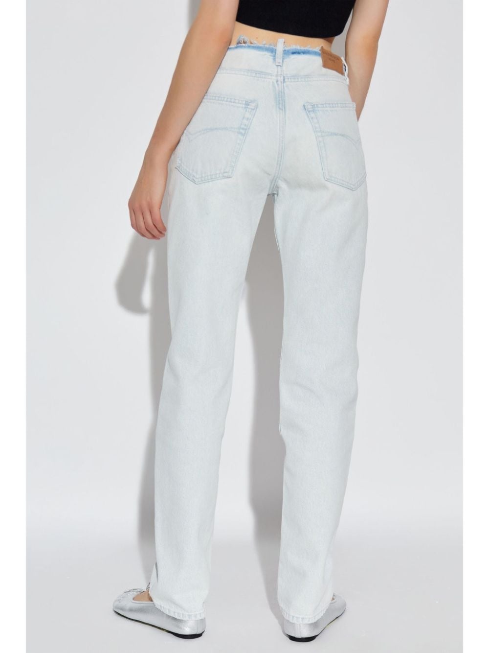 distressed contrasting trim jeans - 4