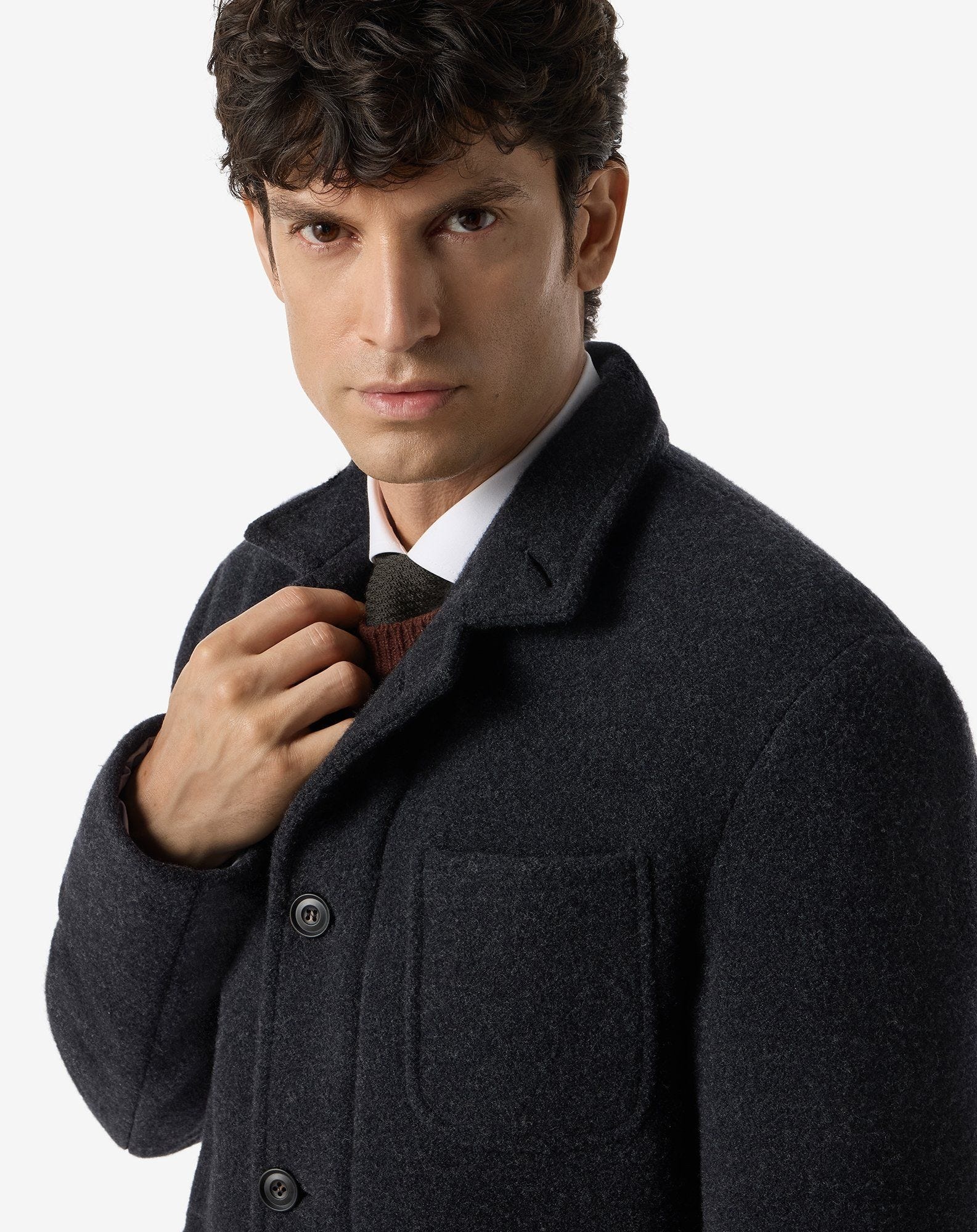 Anthracite grey melange pure wool jacket - 4