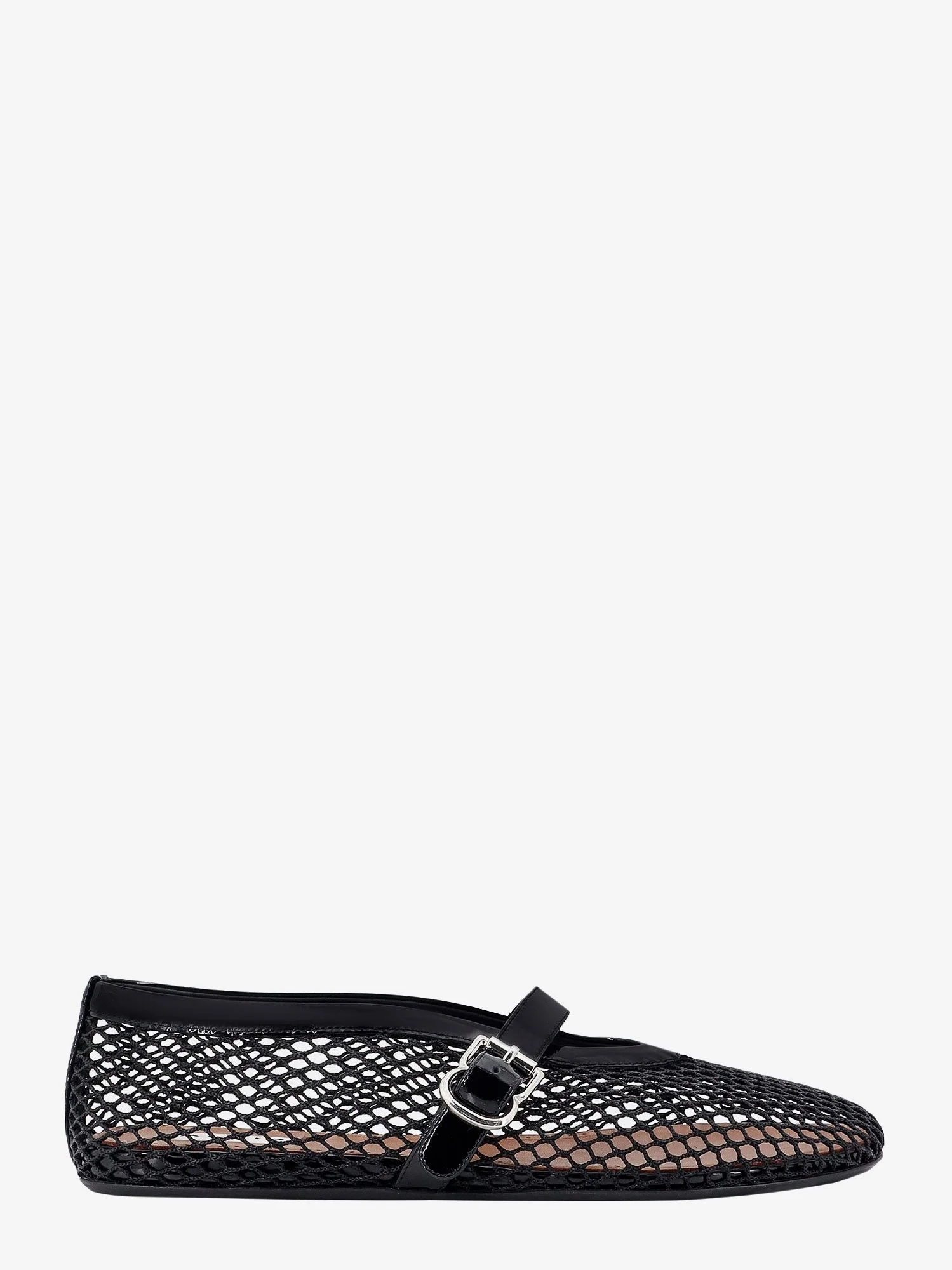 Alaia Women Fishnet Ballerinas With Patent Leather Profiles - 1