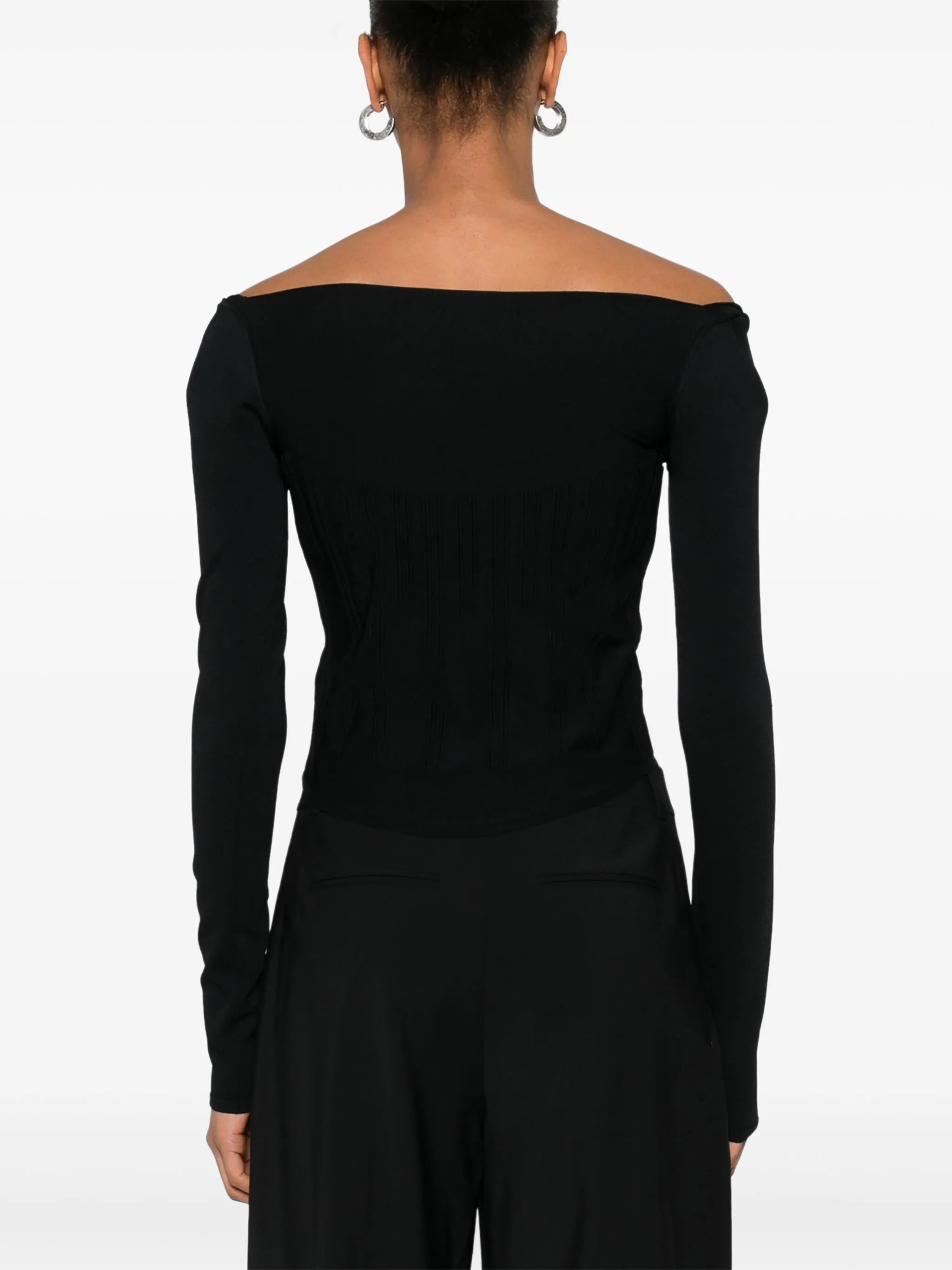 boning-detail sweater - 4