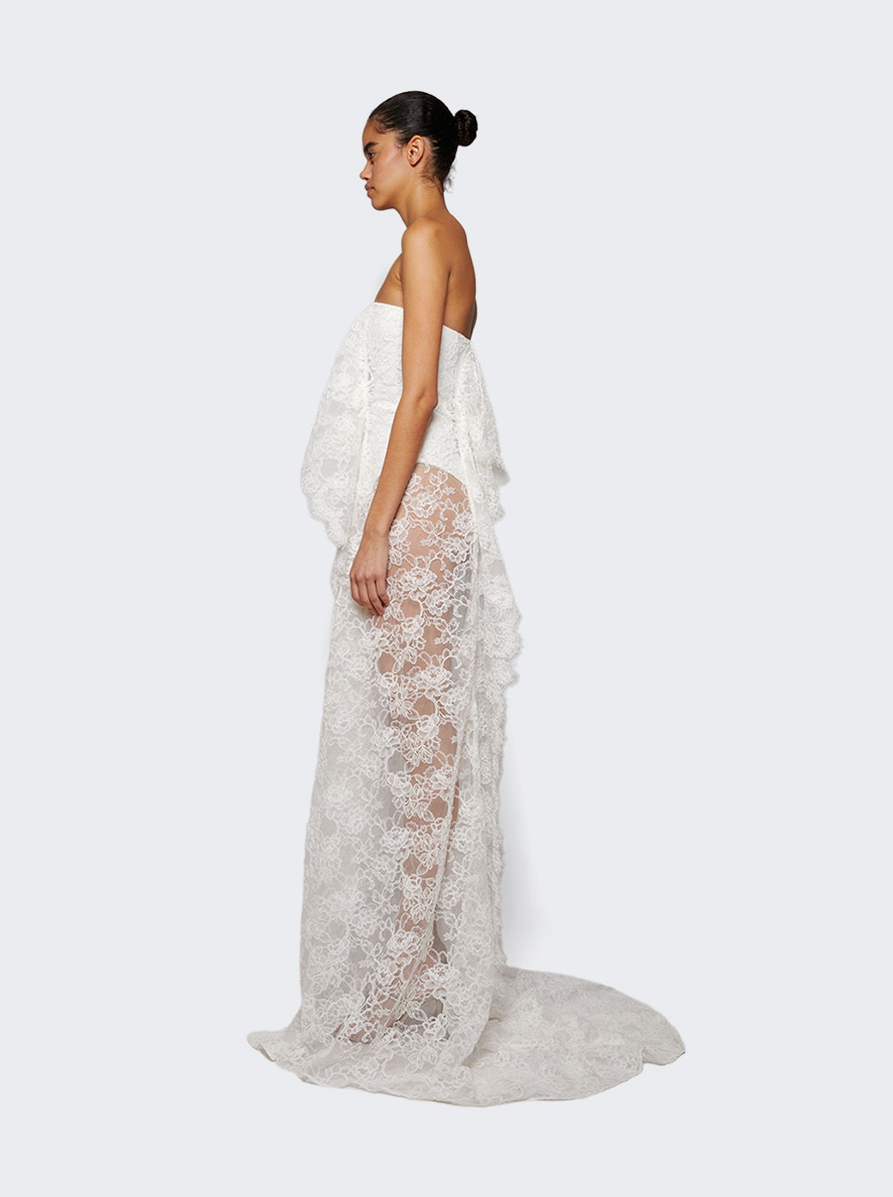 Floating Lace Strapless Gown White - 3
