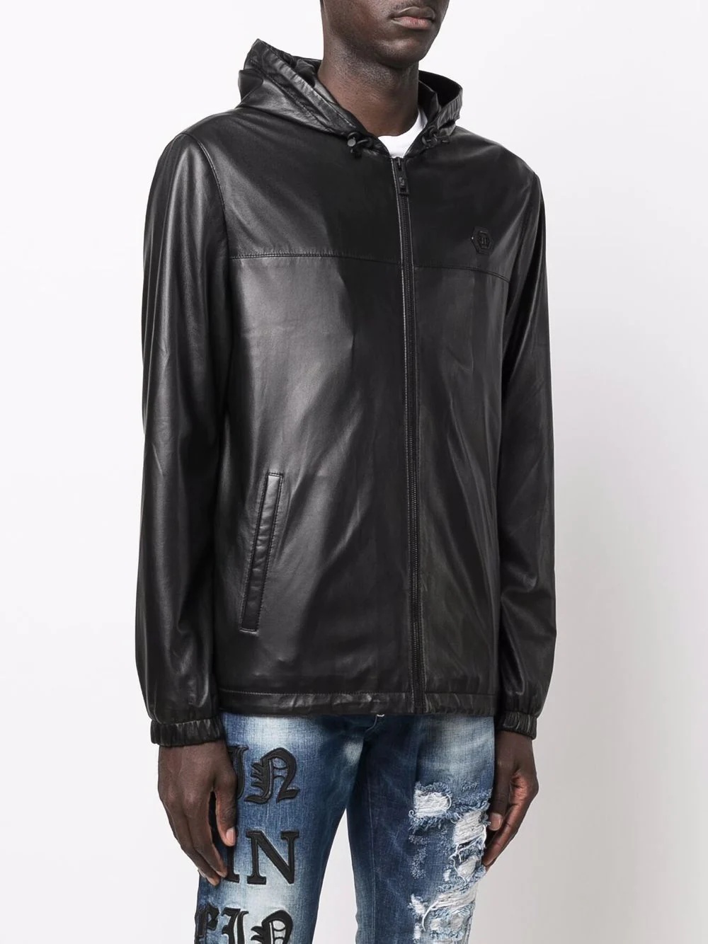 Hexagon lambskin windbreaker - 3