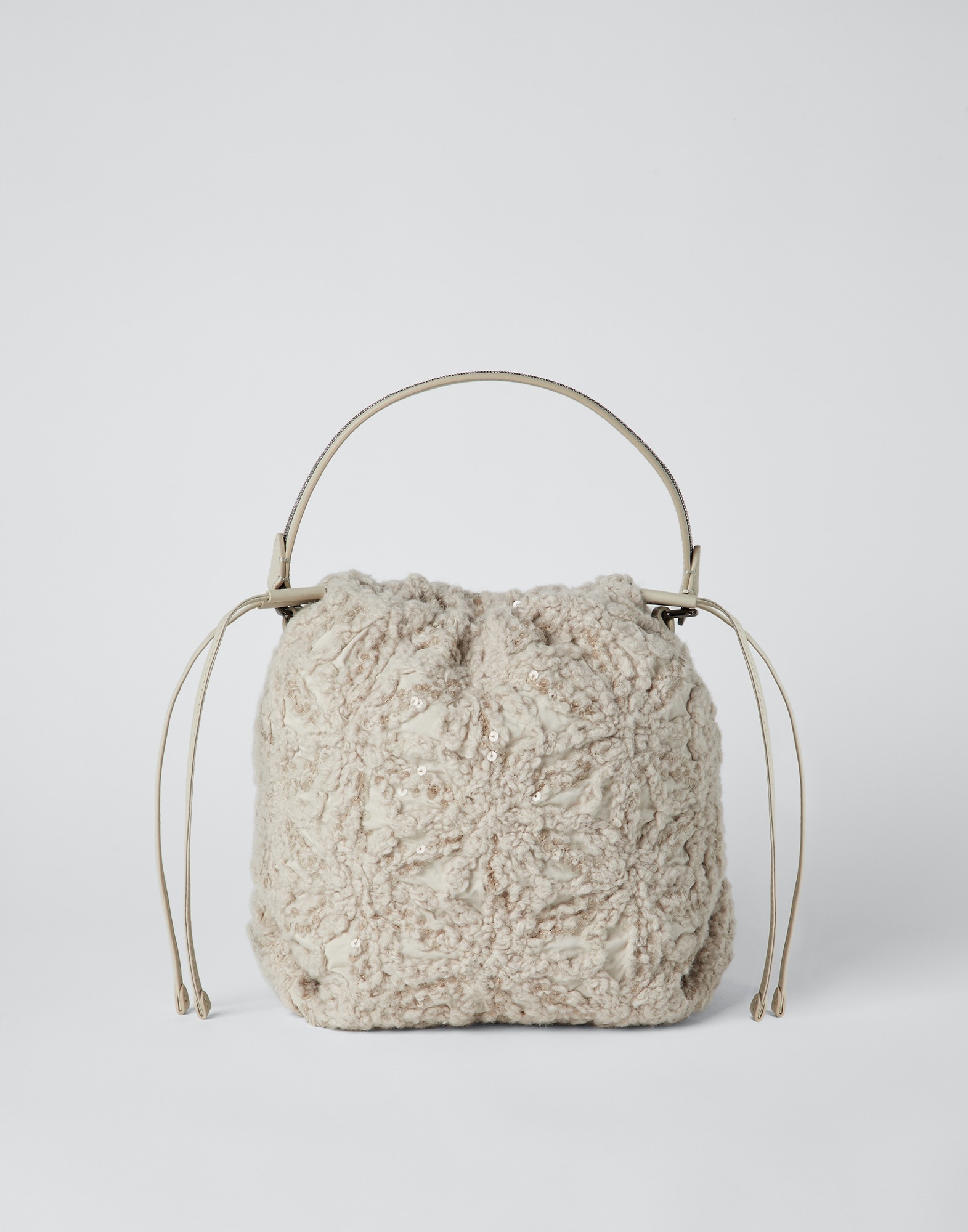 Dazzling flowers embroidery bag with shiny handle - 1