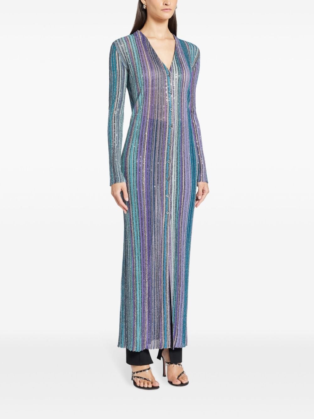 sequinned pleated cardigan - 3