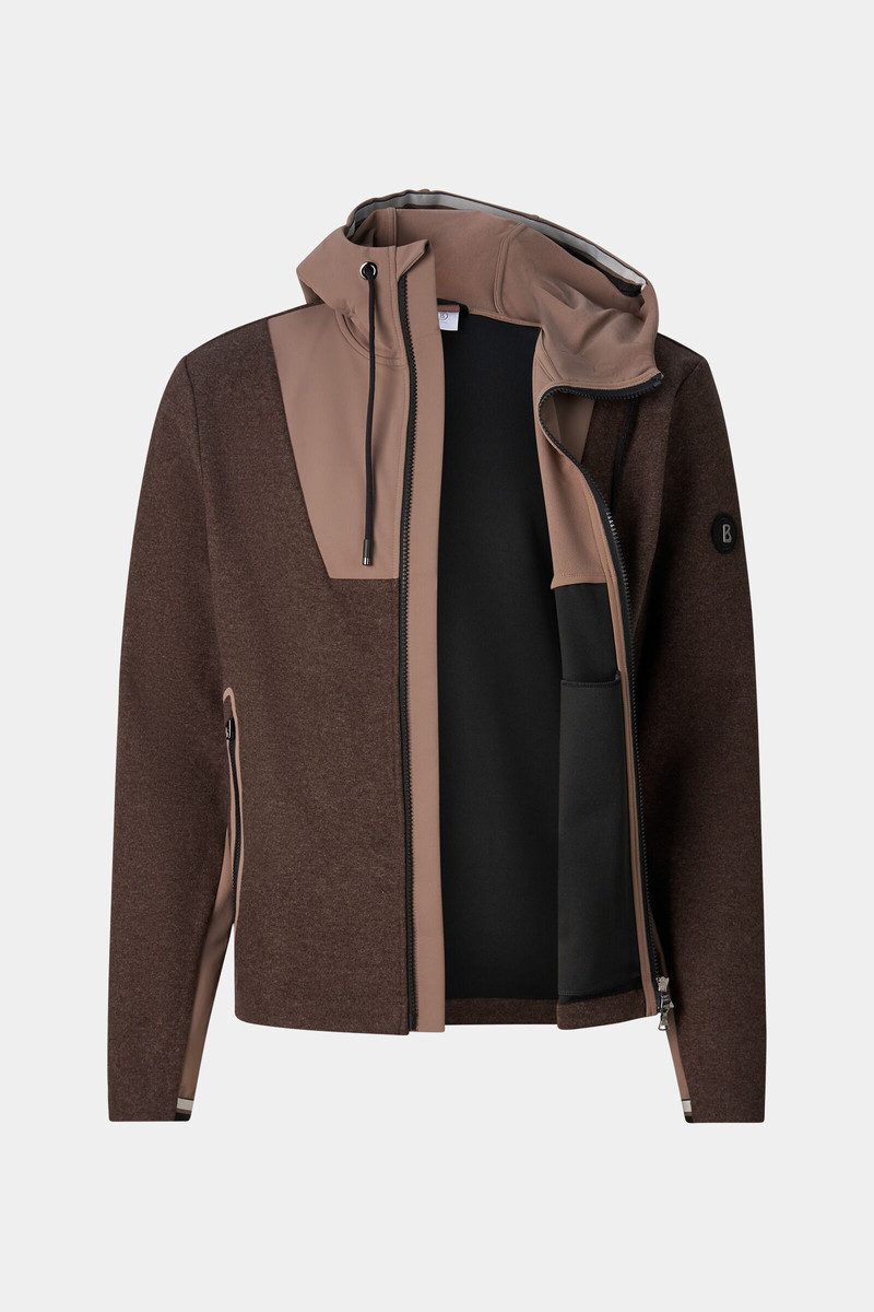 Jannis Mid-Layer Hybrid Jacket in Dark Brown/Taupe 2