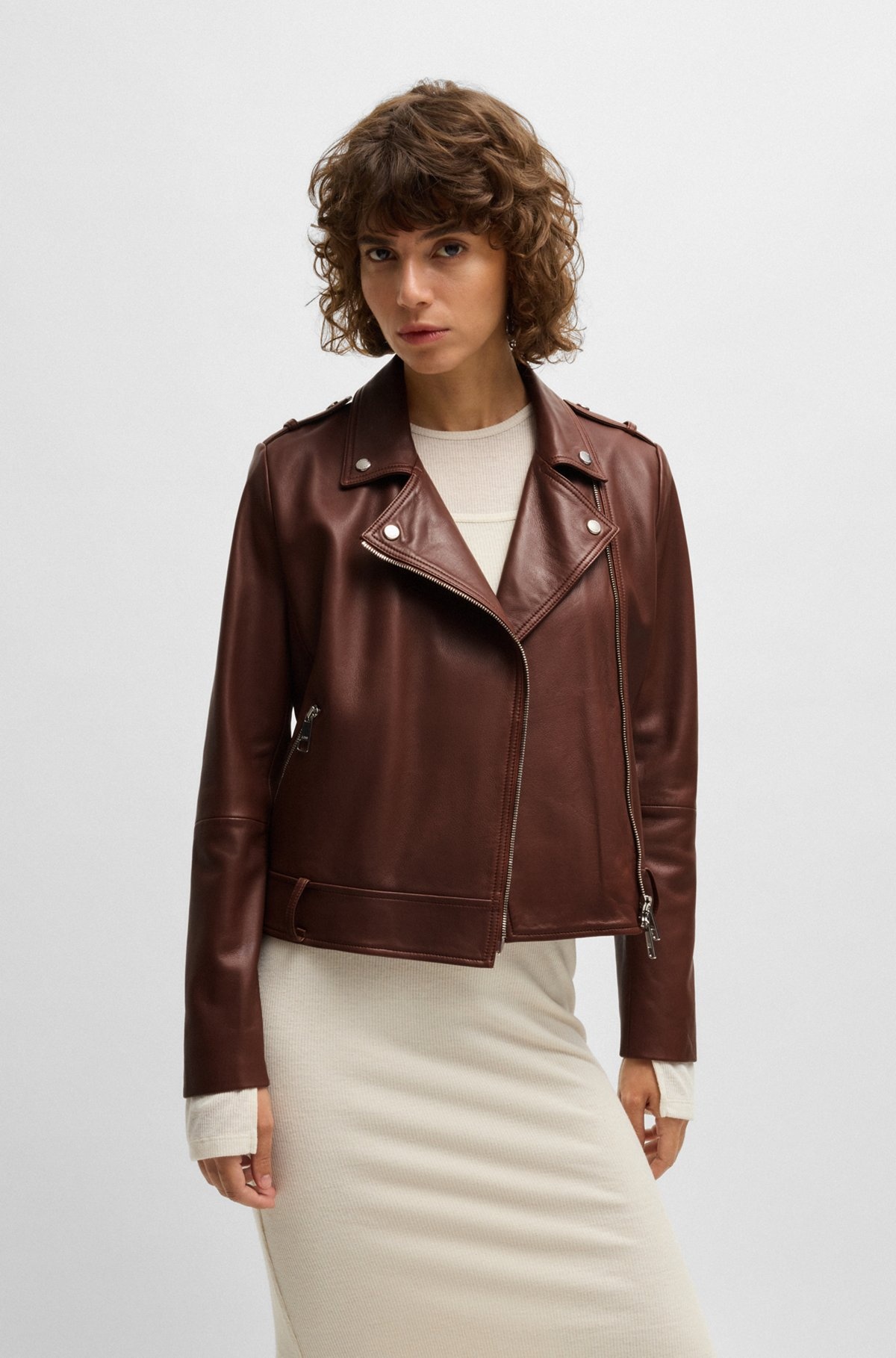 REGULAR-FIT JACKET IN NAPPA LEATHER WITH BUCKLED BELT - 2