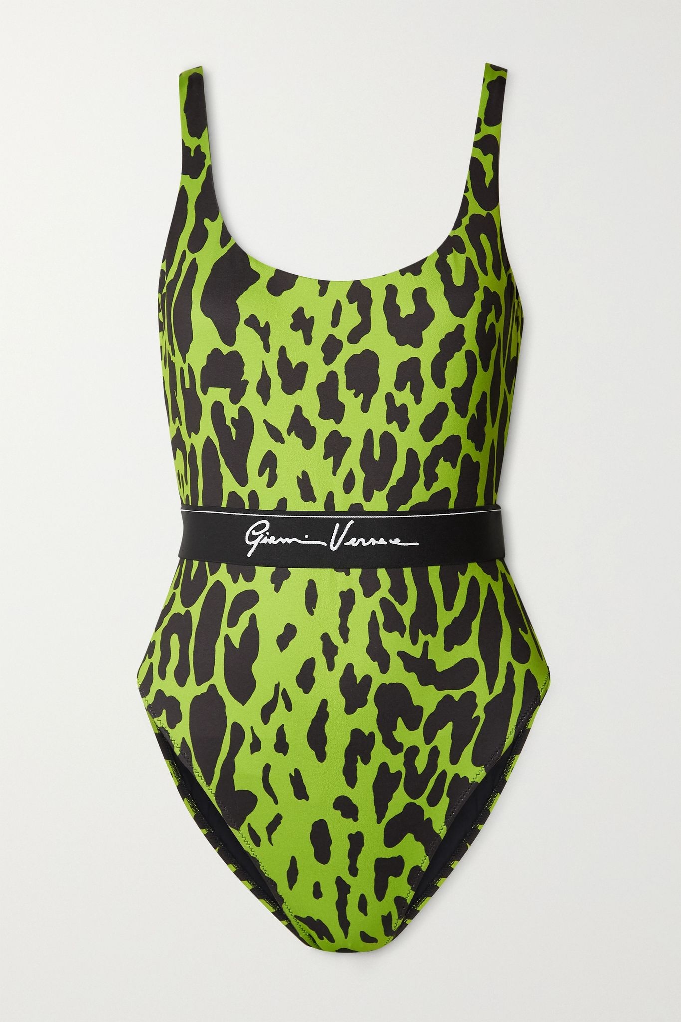 Belted neon leopard-print swimsuit - 1