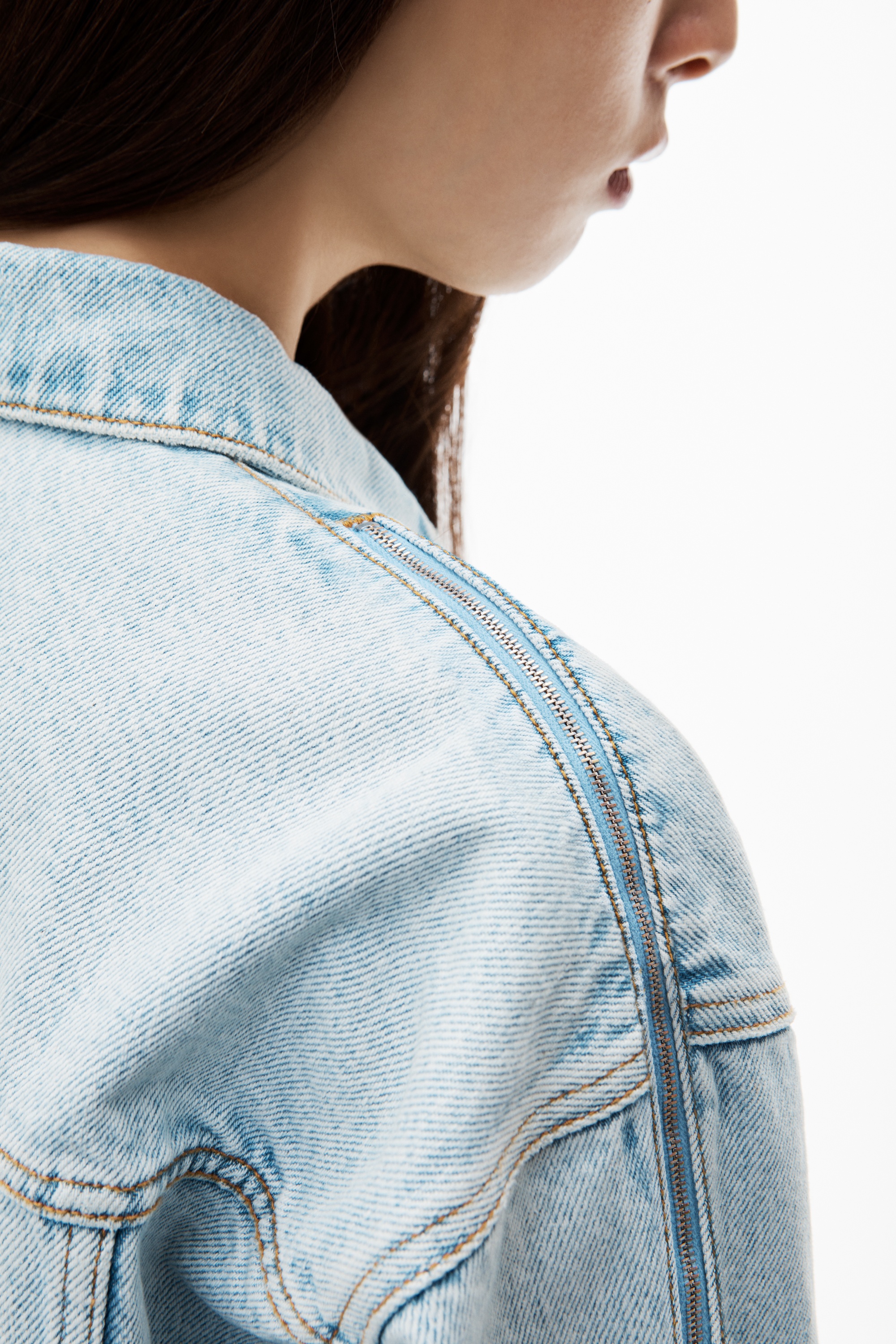 Zipped Sleeve Denim Trucker Jacket - 6