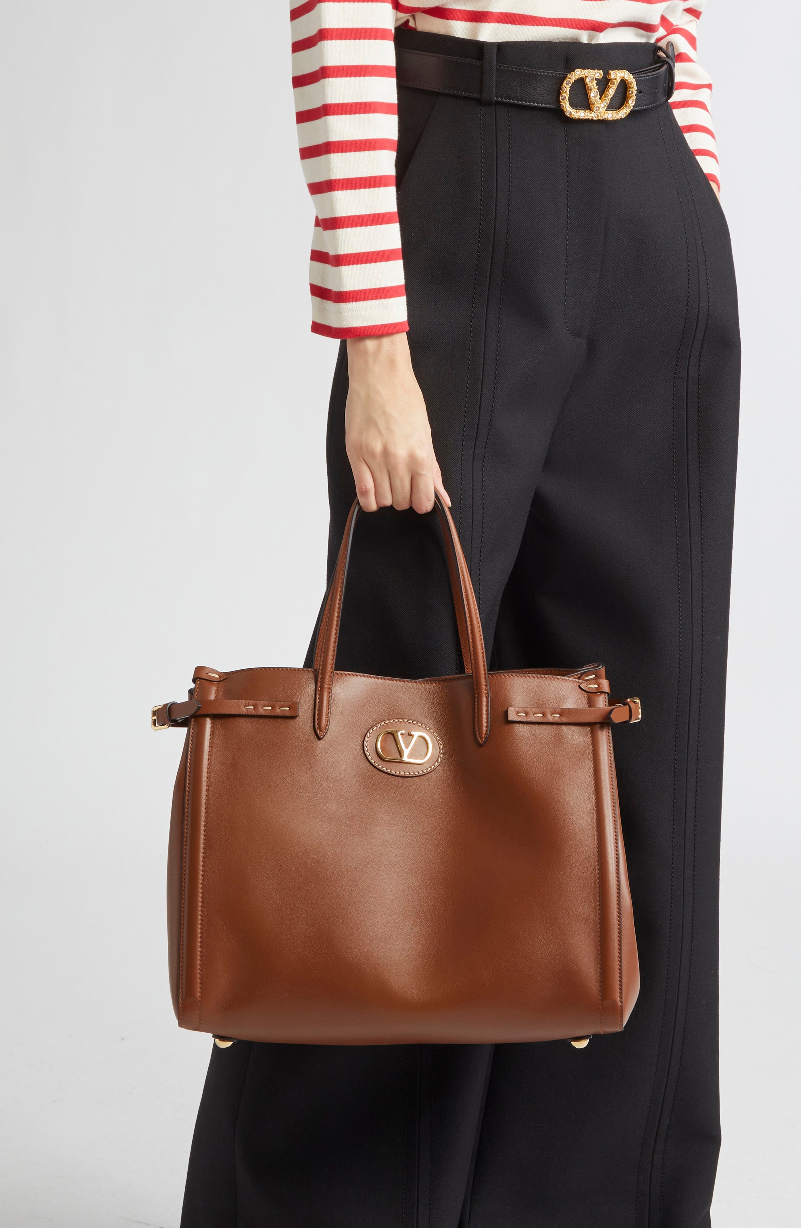 Valentino Garavani Medium Antibes Leather Tote in N58 Tobacco at Nordstrom - 3