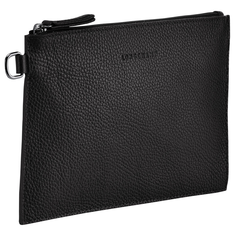 Longchamp Roseau Essential Pouch Black - Leather outlook