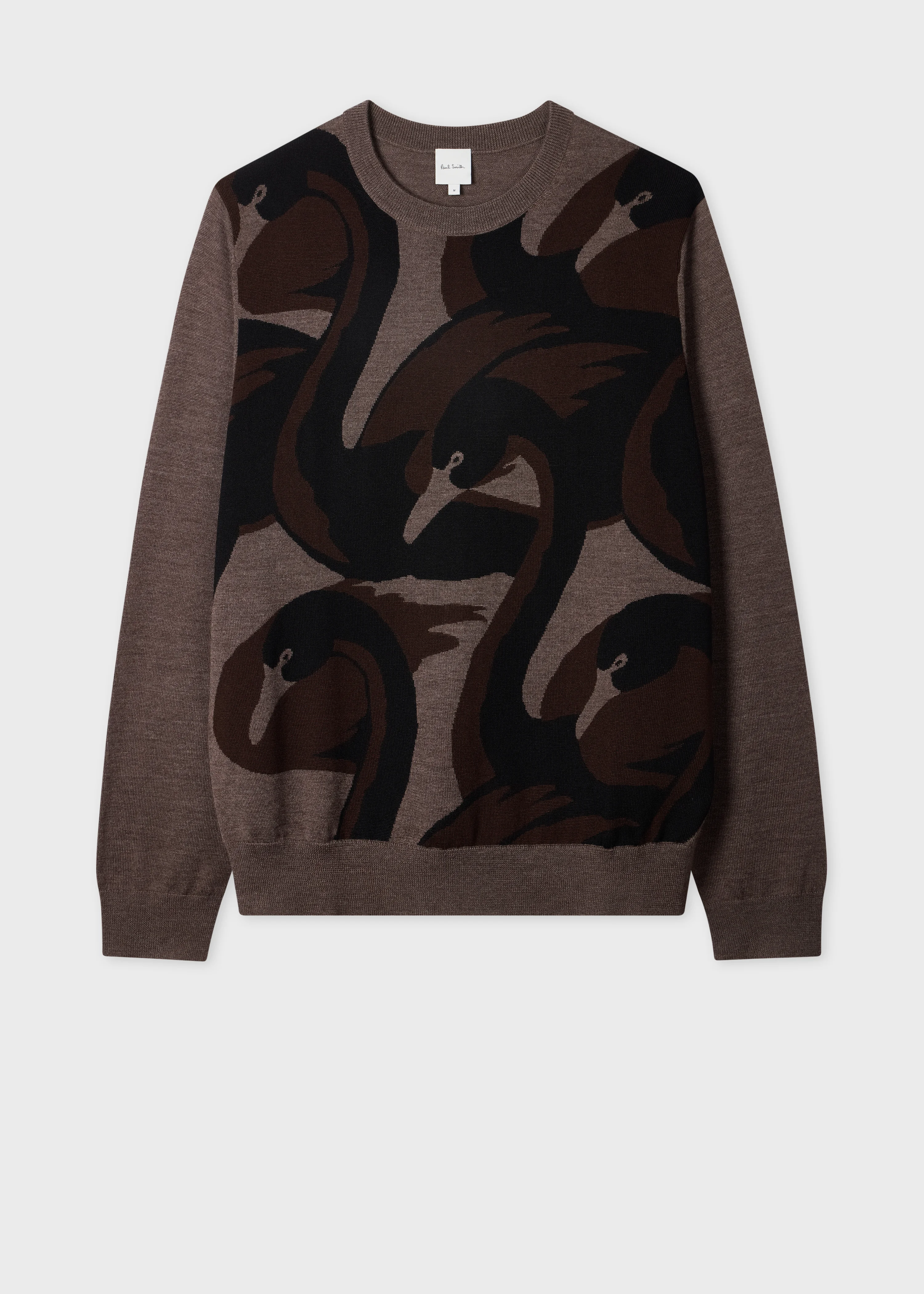 Grey and Brown Merino-Silk 'Swan' Sweater - 1