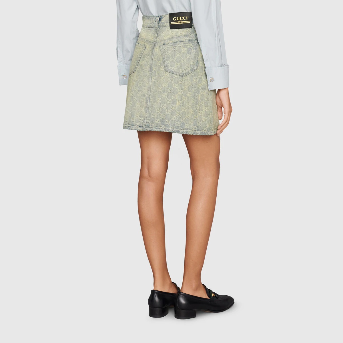 GG jacquard denim mini skirt - 4