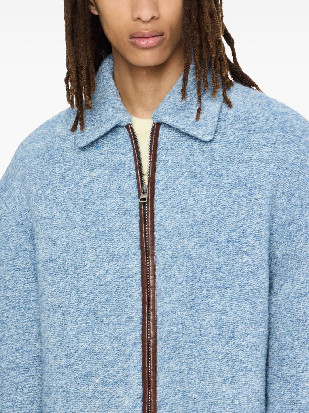 textured zip-front jacket - 4