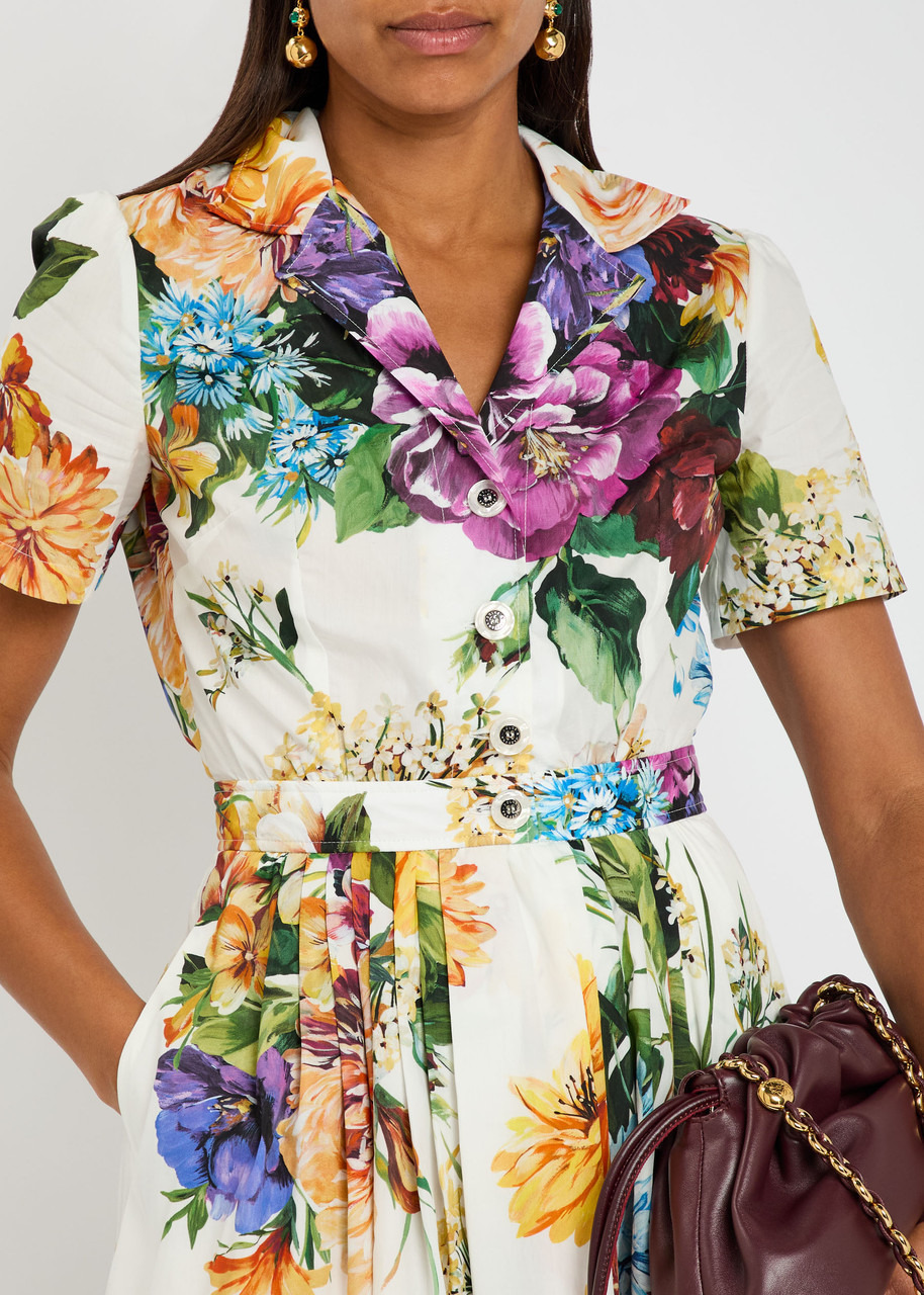Dolce & Gabbana Floral-print Cotton Midi Shirt Dress - 4