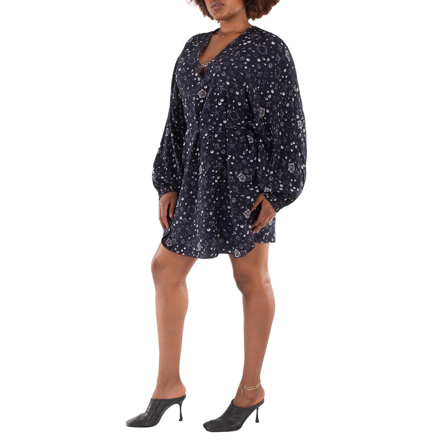 Fendi Blue Starry Sky Crepe Dress, Brand Size 42 ( US Size 6 ) - 4