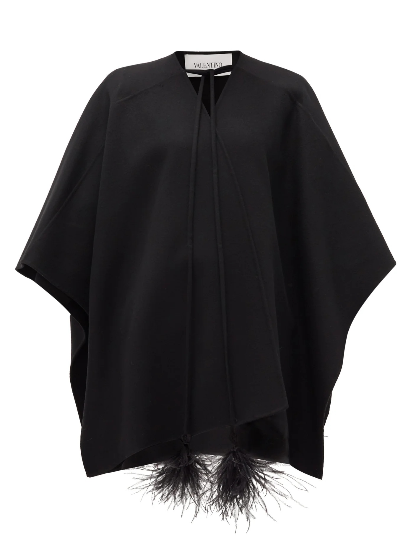 Feather-tassel virgin-wool cape - 1