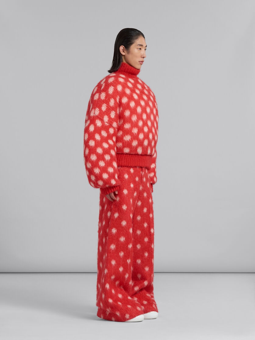 RED PUFFY MOHAIR JUMPER WITH POLKA DOTS - 5