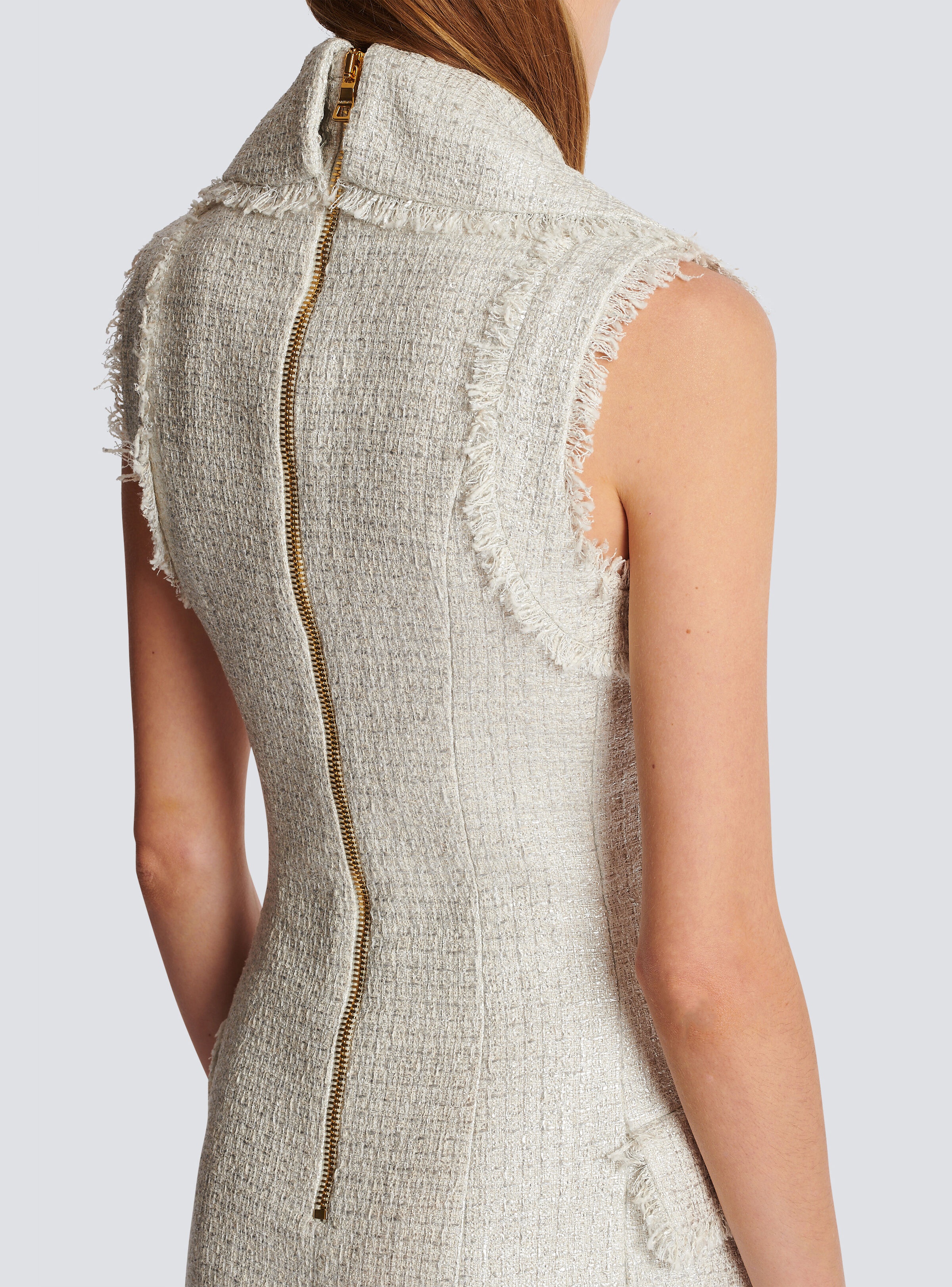 6-button asymmetric tweed dress - 6