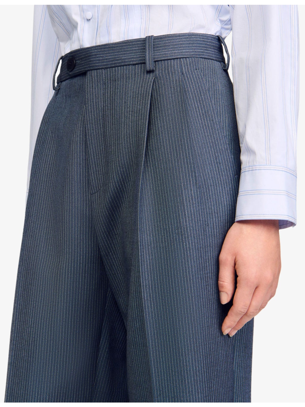 Striped Straight-Leg Mid-Rise Stretch-Woven Trousers - 5