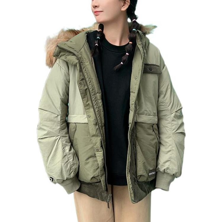 (WMNS) Converse Premium Fashion Mid Down Jacket 'Army Green' 10023726-A02 - 3