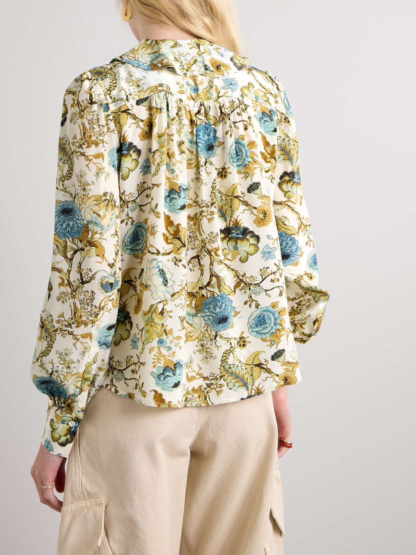 Vernon ruffled floral-print silk crepe de chine blouse - 4