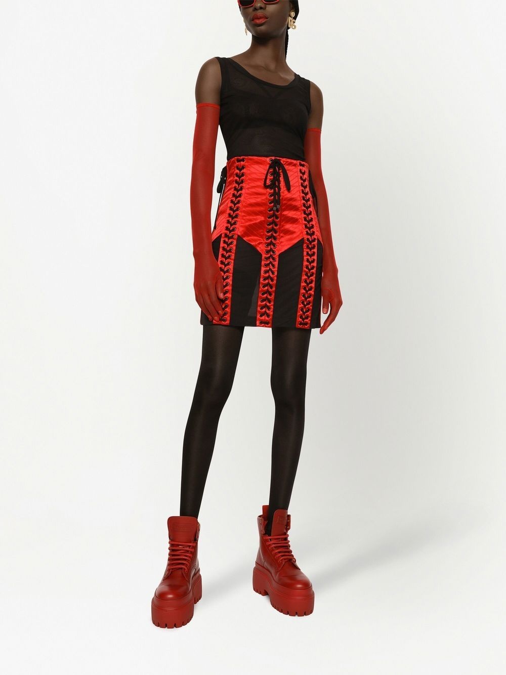 lace-up high-waisted skirt - 2