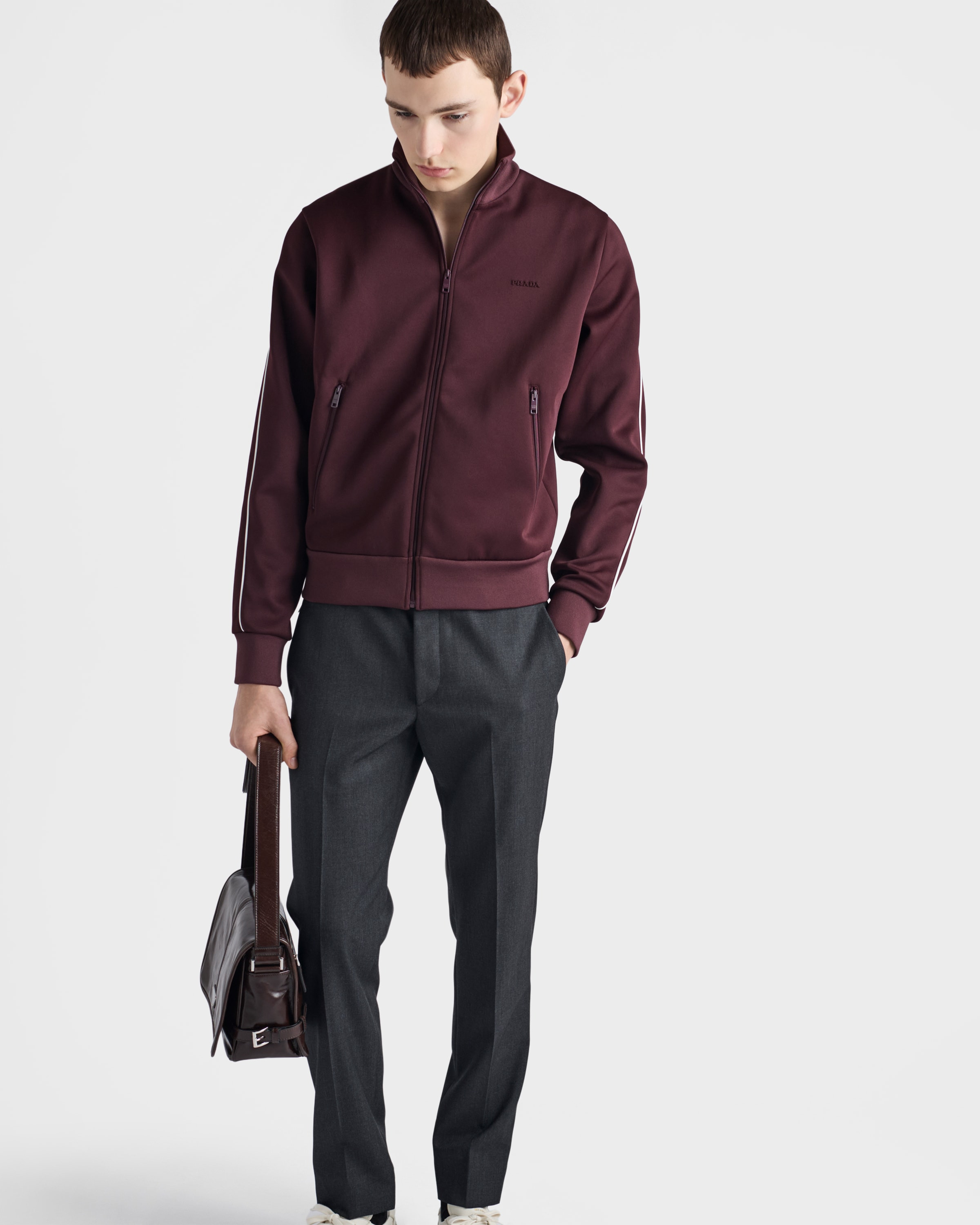 Zippered technical fabric track jacket - 3