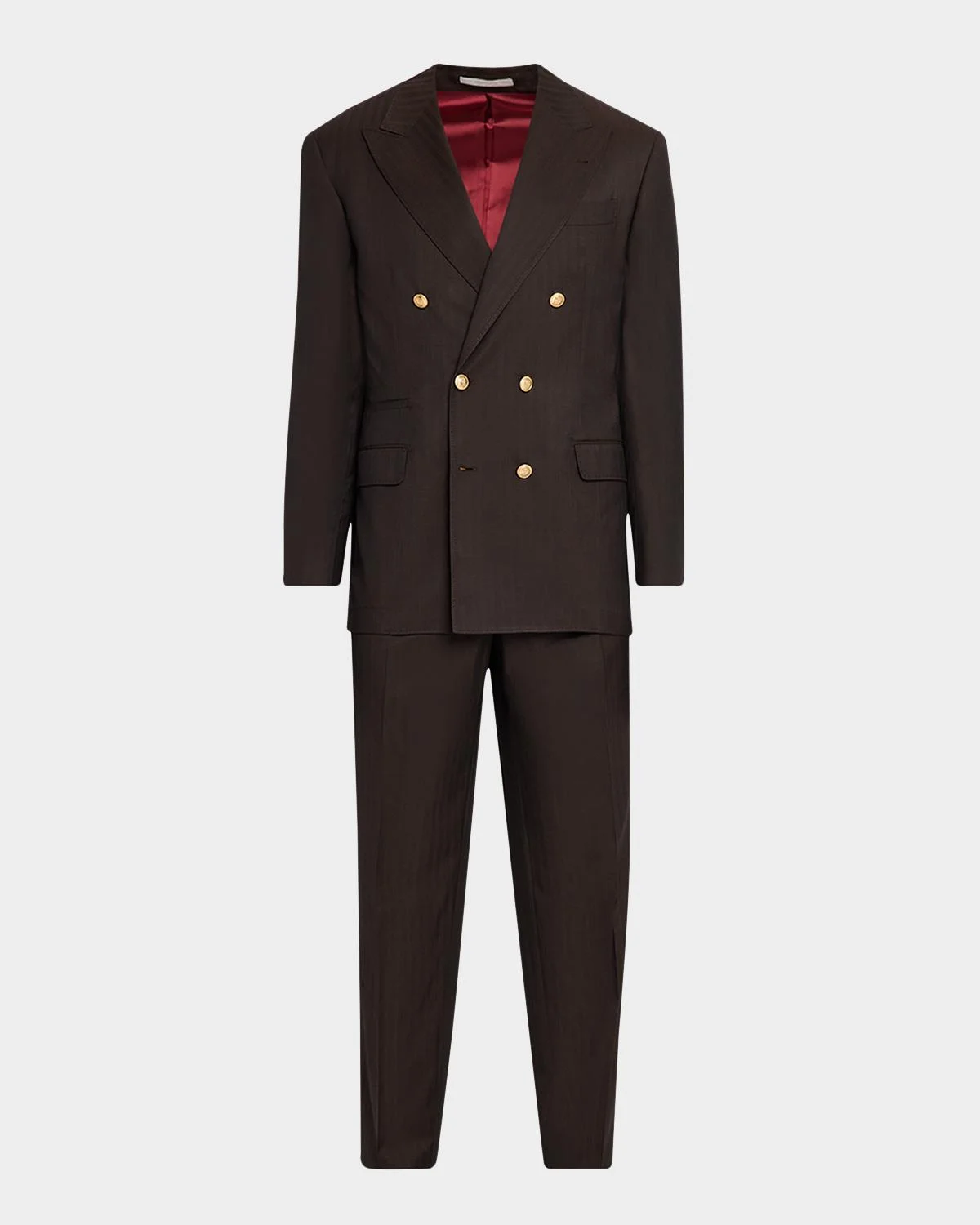 Men's Wool and Cashmere Chevron Double-Breasted Suit - 1