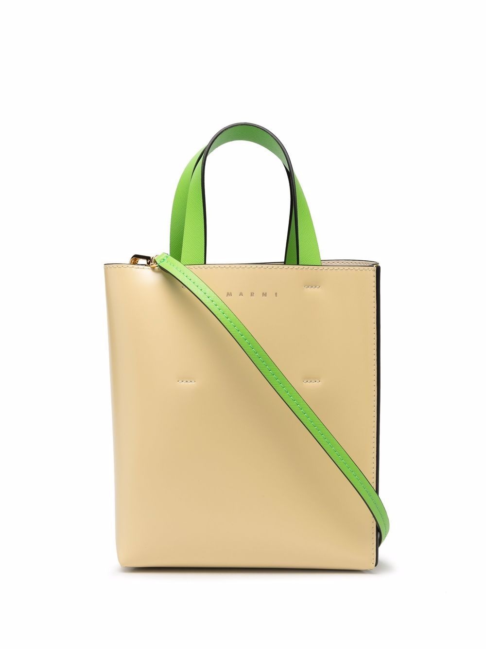 colour-block leather tote bag - 1