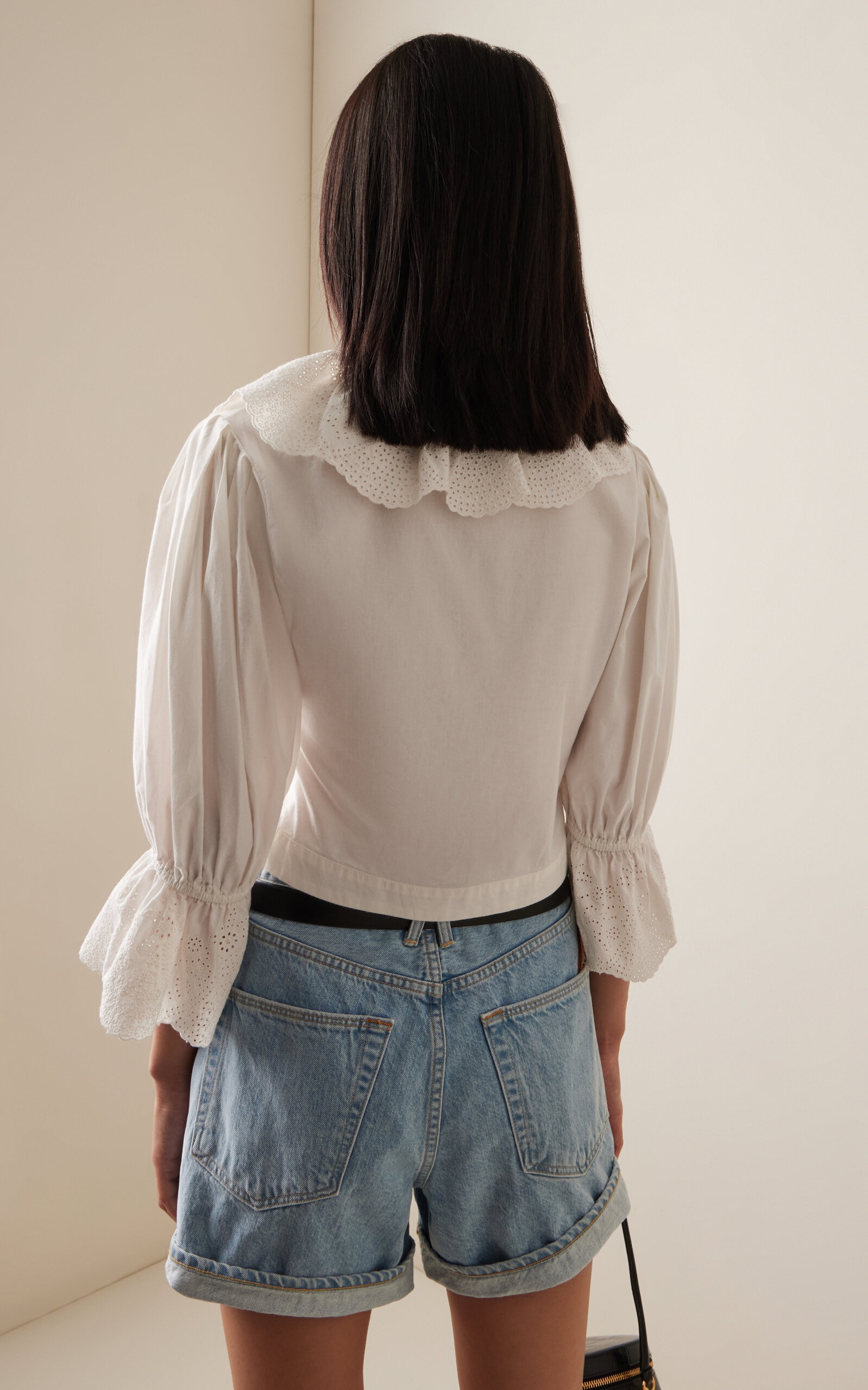 Beryl Embroidered Cotton Cross-Over Top white - 4