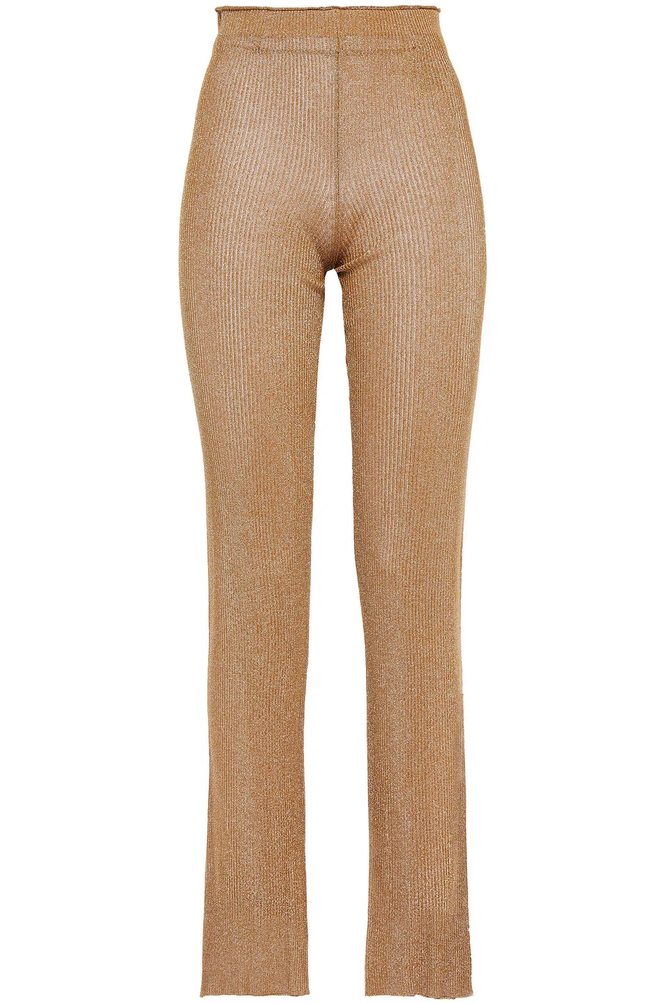Metallic ribbed-knit flared pants - 1