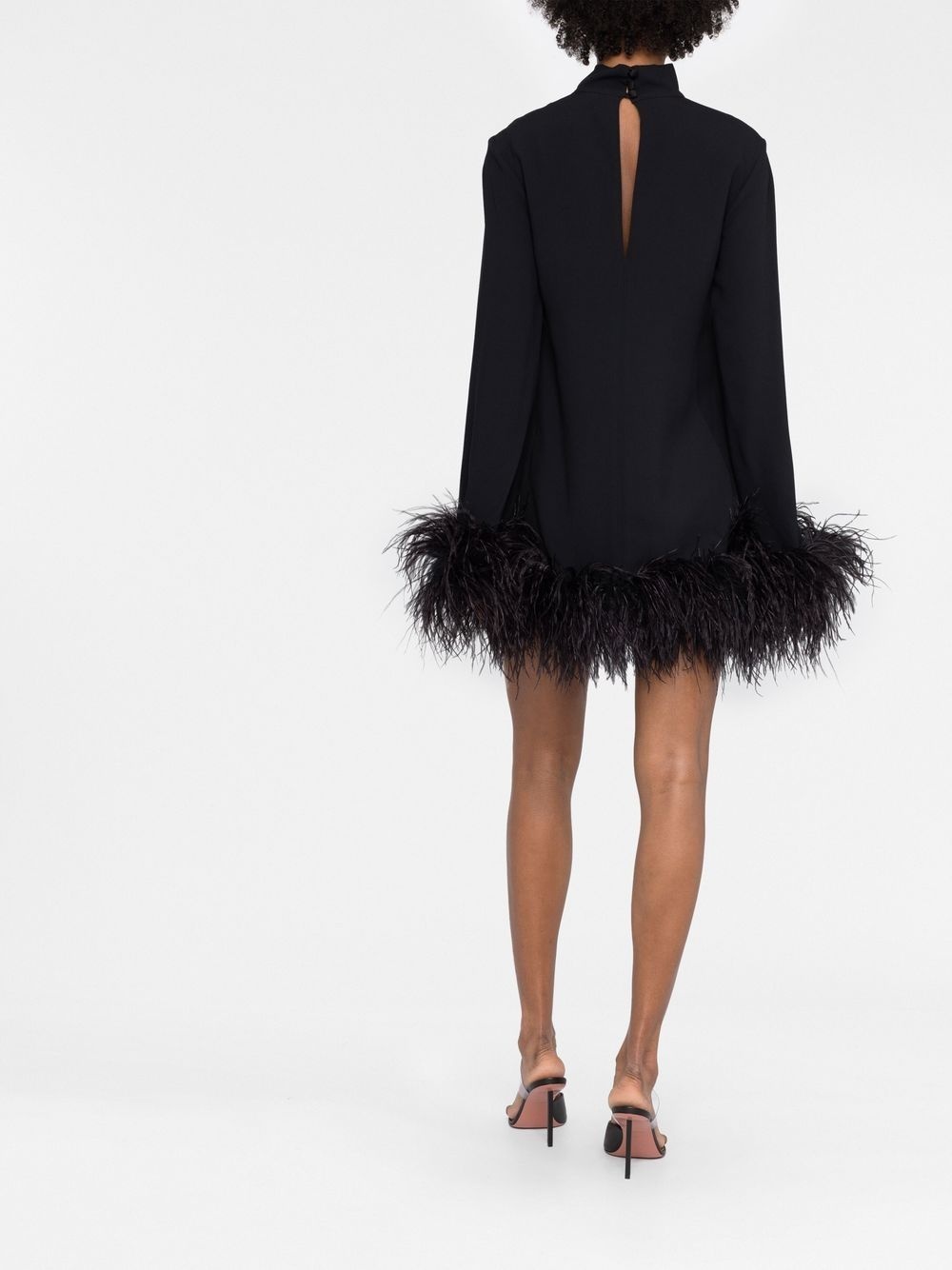 Gina feather-trim mini dress - 4