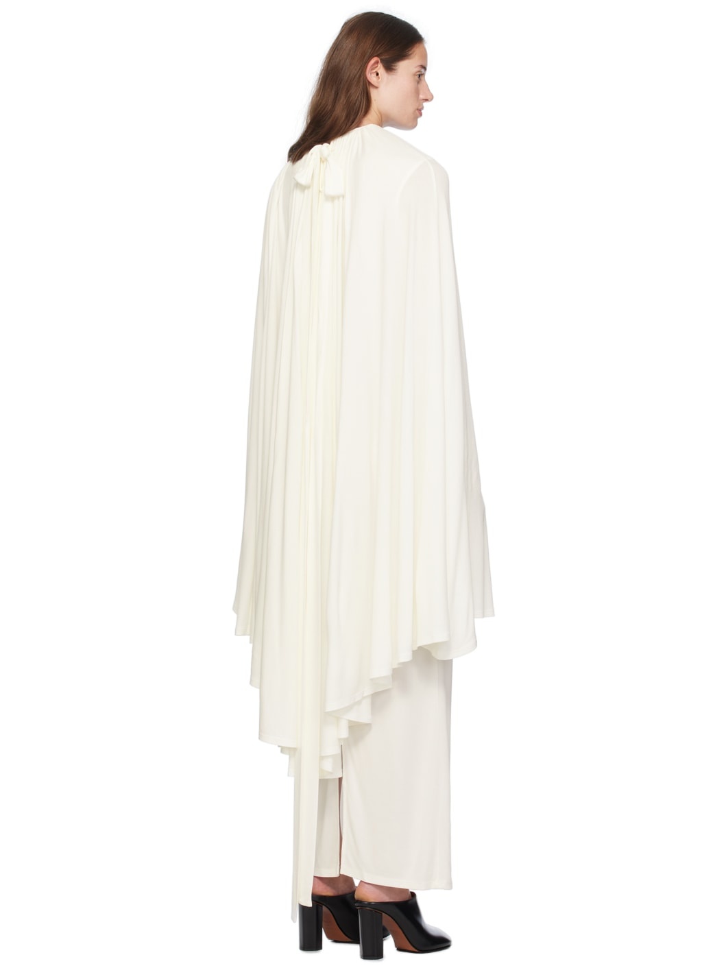 Off-White Cape-Style Maxi Dress - 3