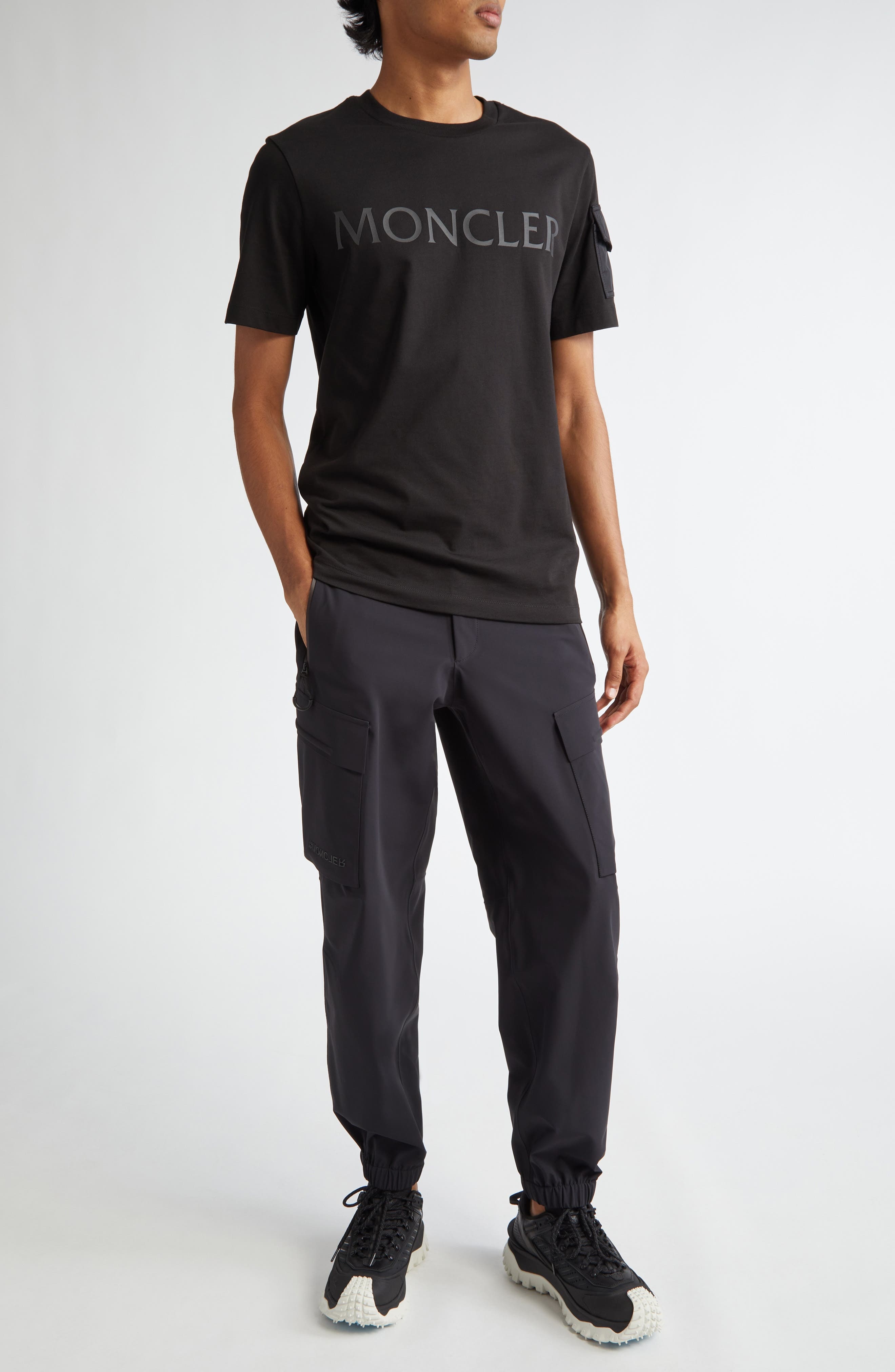 Moncler Logo Pocket Cotton T-Shirt in Black at Nordstrom - 2