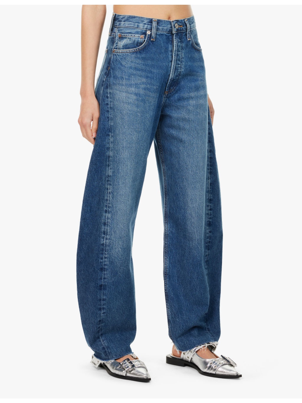 Luna Pieced faded-wash wide-leg high-rise organic-denim blend jeans - 3
