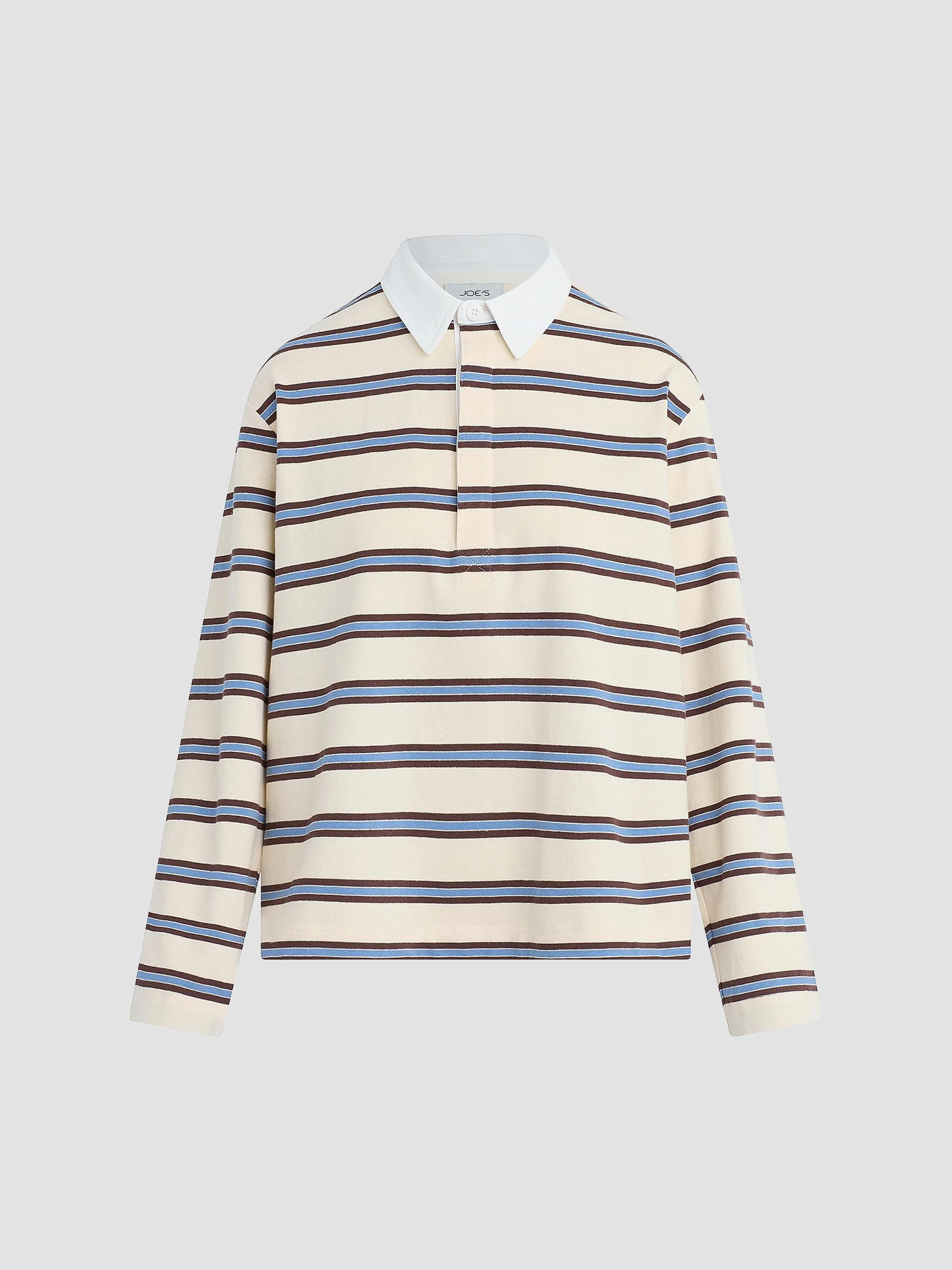 Women's Dylan Striped Cotton Oversized Rugby Shirt - Ecru Azure Multi - 1