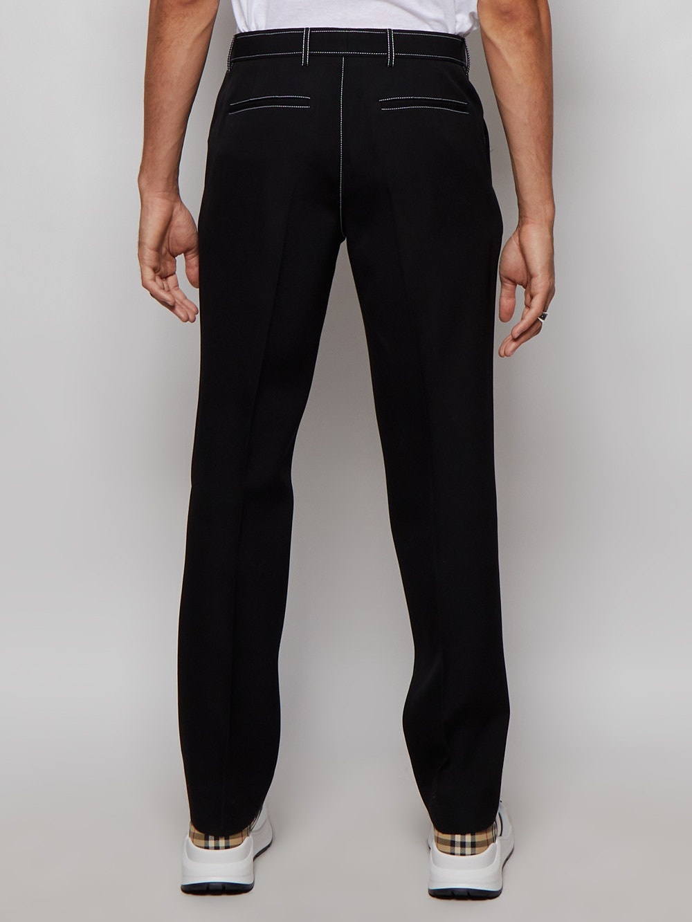 Grain De Poudre Wool Tailored Trousers Black - 5