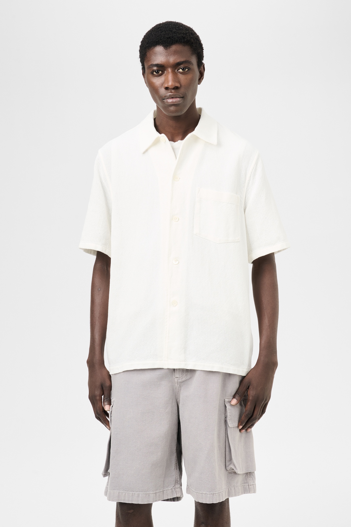 Box Shirt Shortsleeve White Crochet Weave - 3