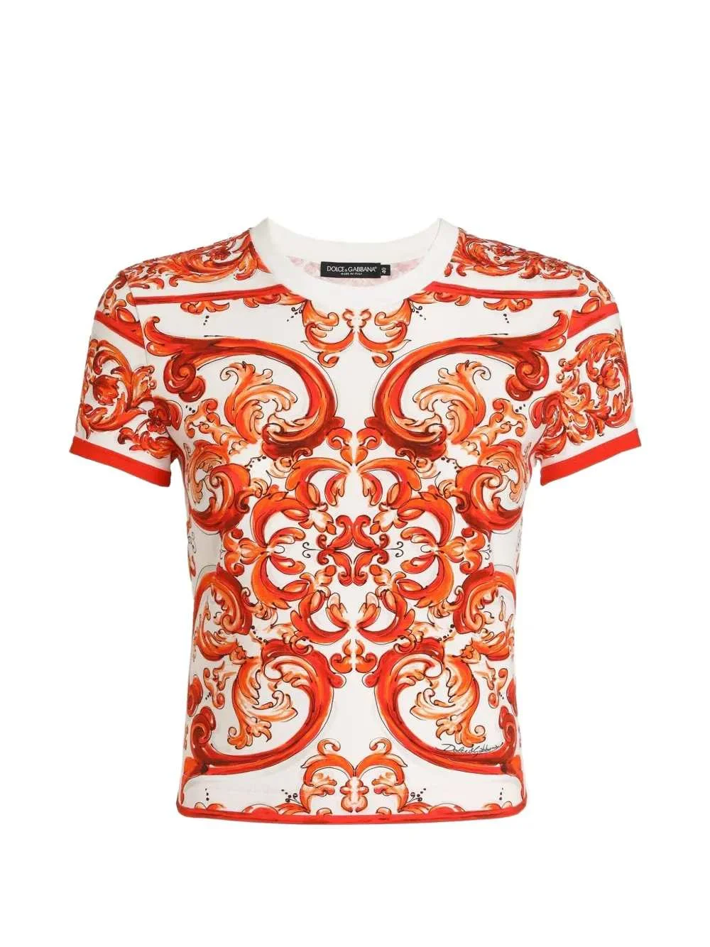 Dolce & Gabbana Women Jersey T-Shirt With Majolica Print - 1