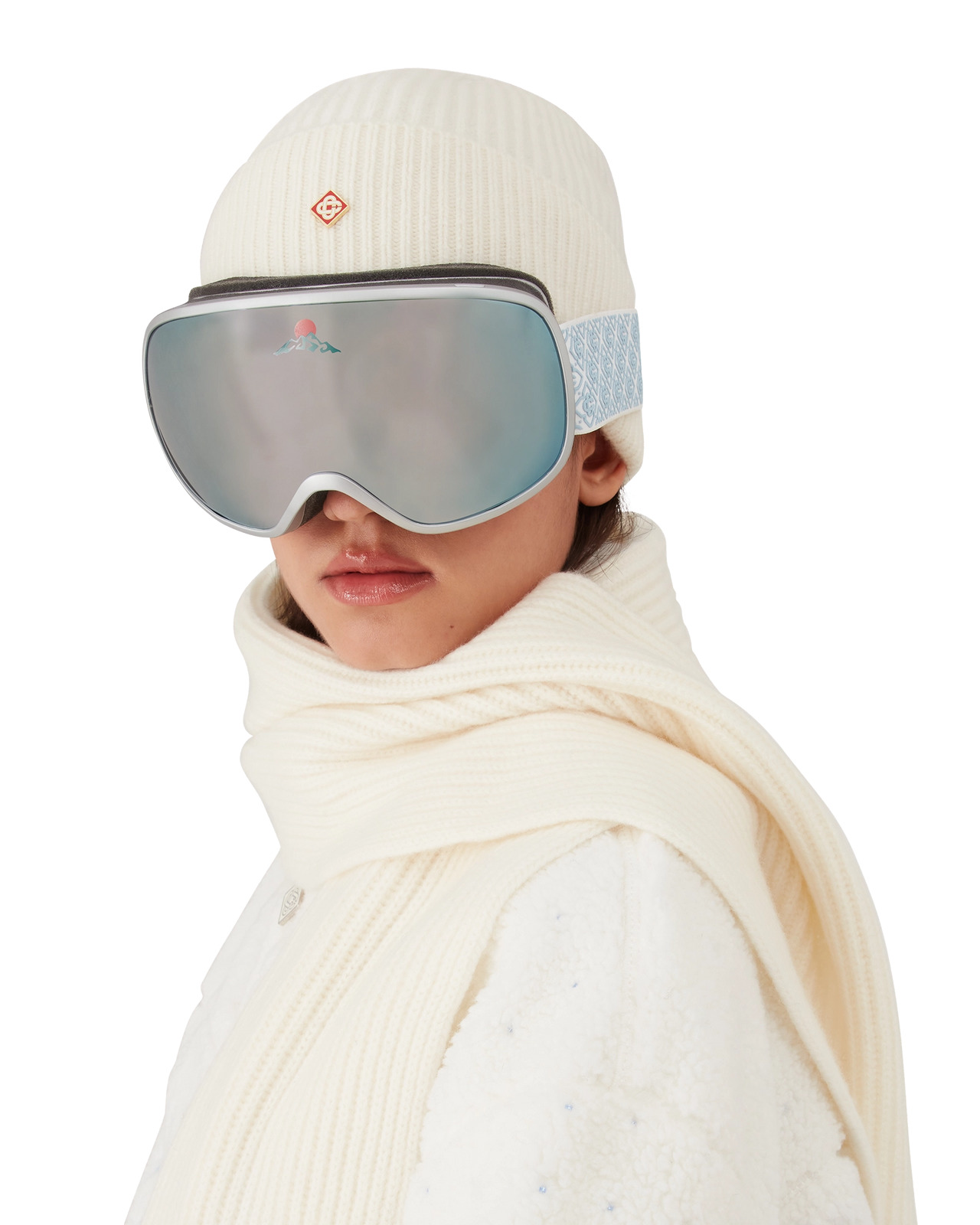 Silver & White Gradient Ski Goggles | Casablanca Paris - 3