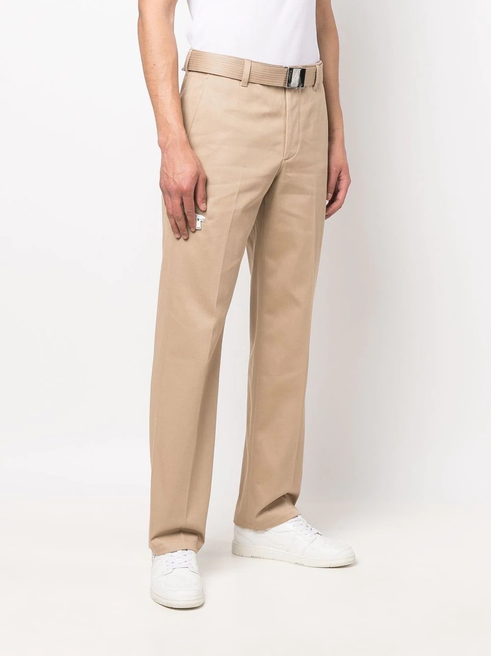 buckle-fastened straight trousers - 3