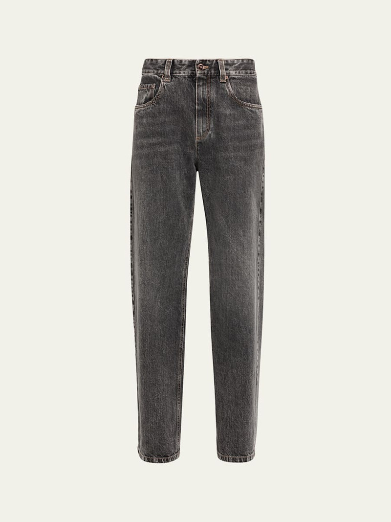Mid-Rise Straight-Leg Denim Pants 1