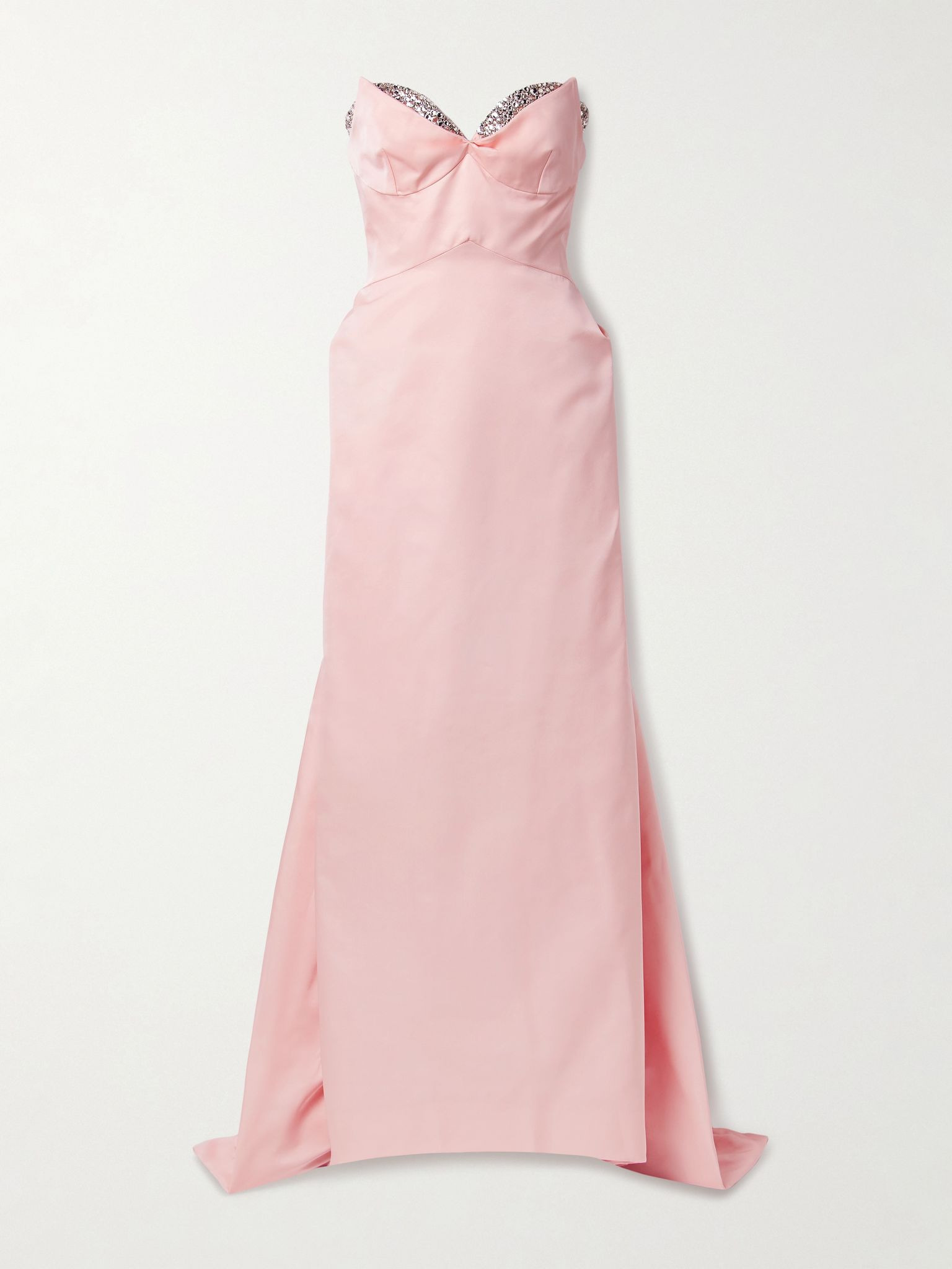 Strapless crystal-embellished taffeta gown Baby pink - 1