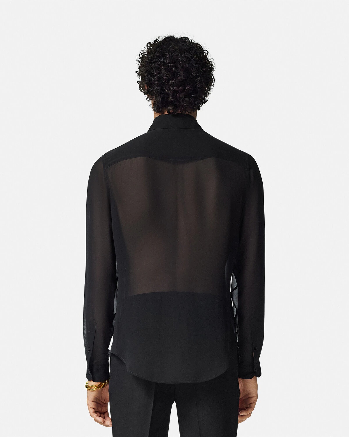 Embroidered Barocco Leaf Georgette Shirt - 5